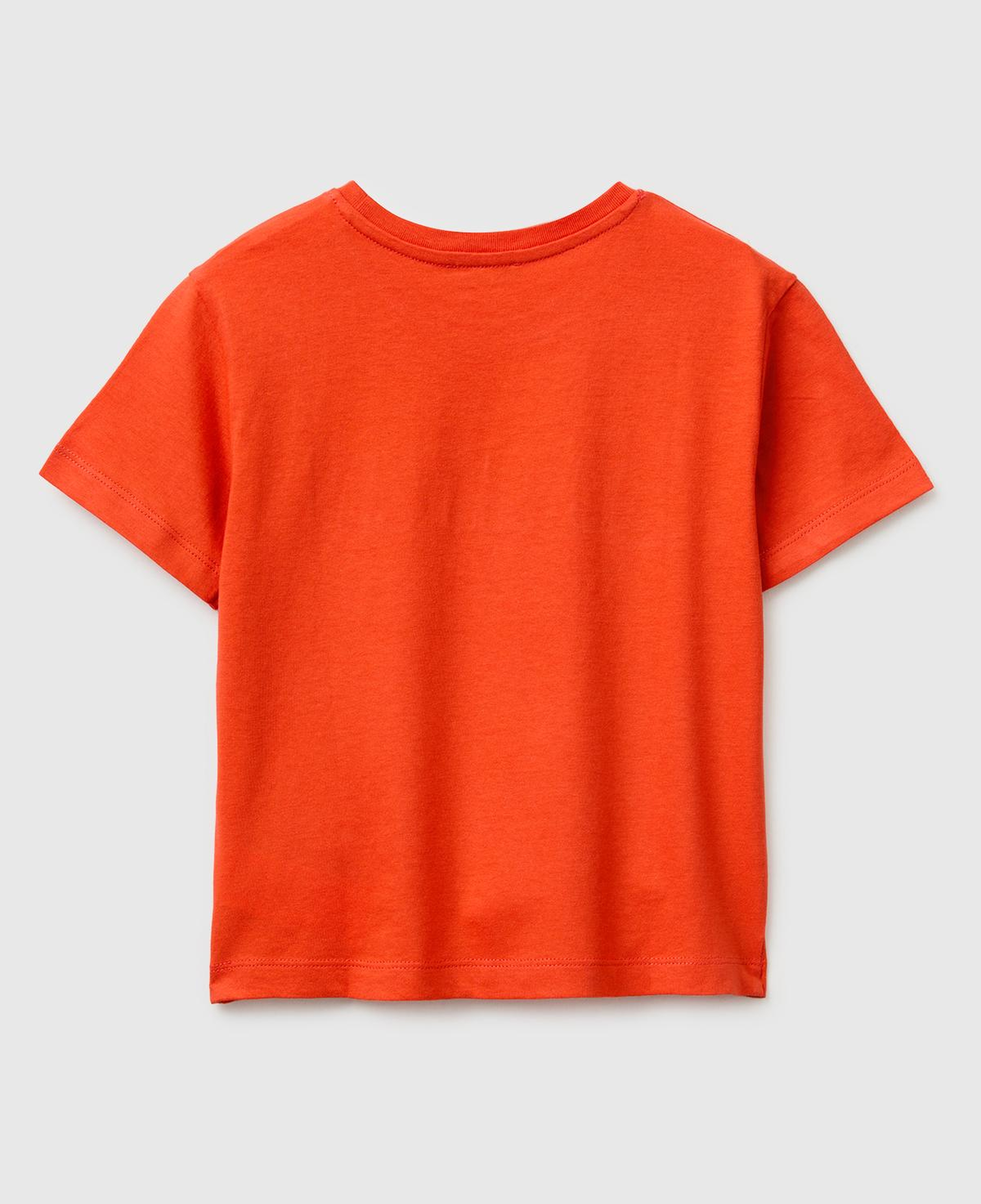 Erkek Çocuk Kırmızı Önü Su Geçirmez Baskı Detaylı Bisiklet Yaka T-Shirt