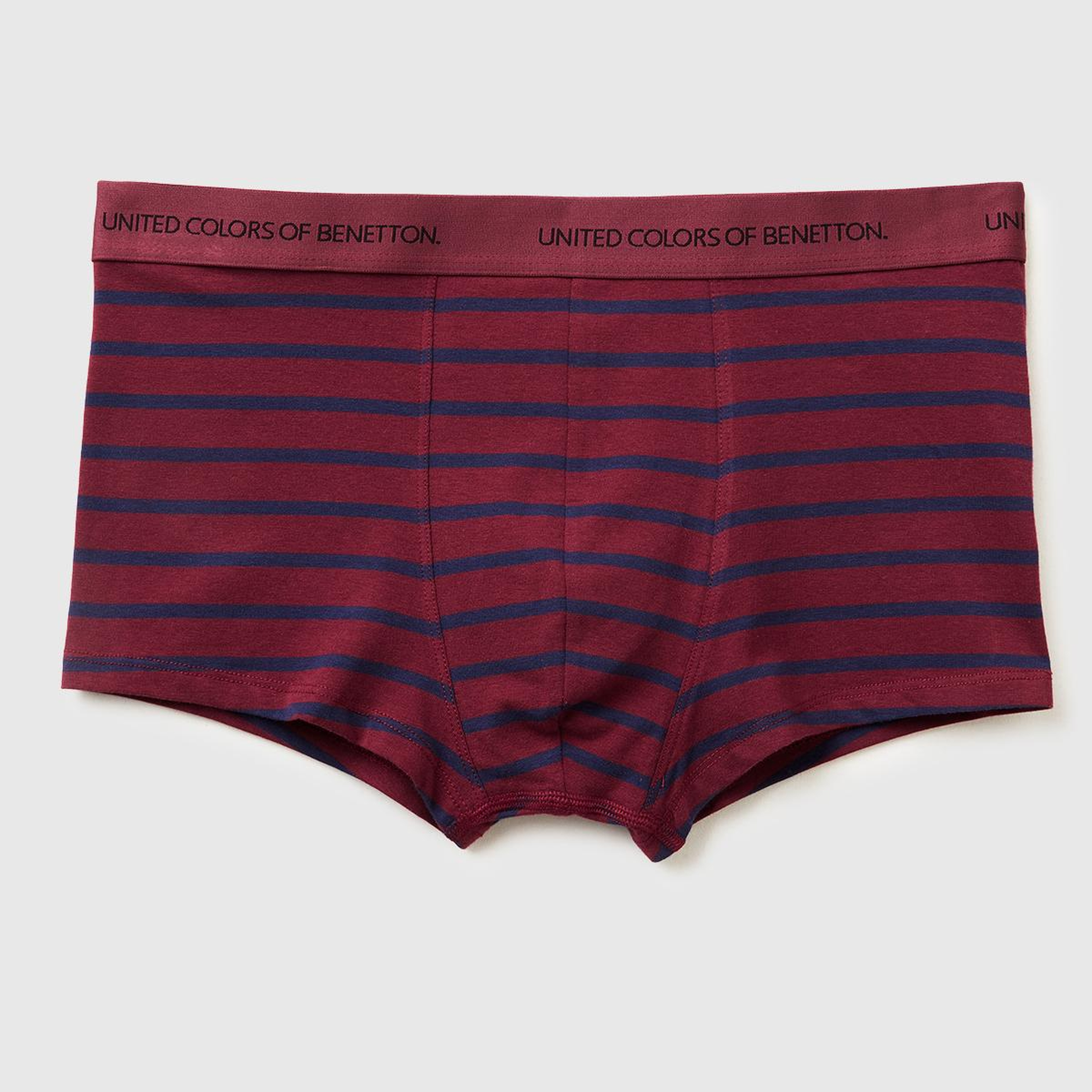 Erkek Bordo Pamuk Karışımlı Beli Logolu Çizgili Boxer