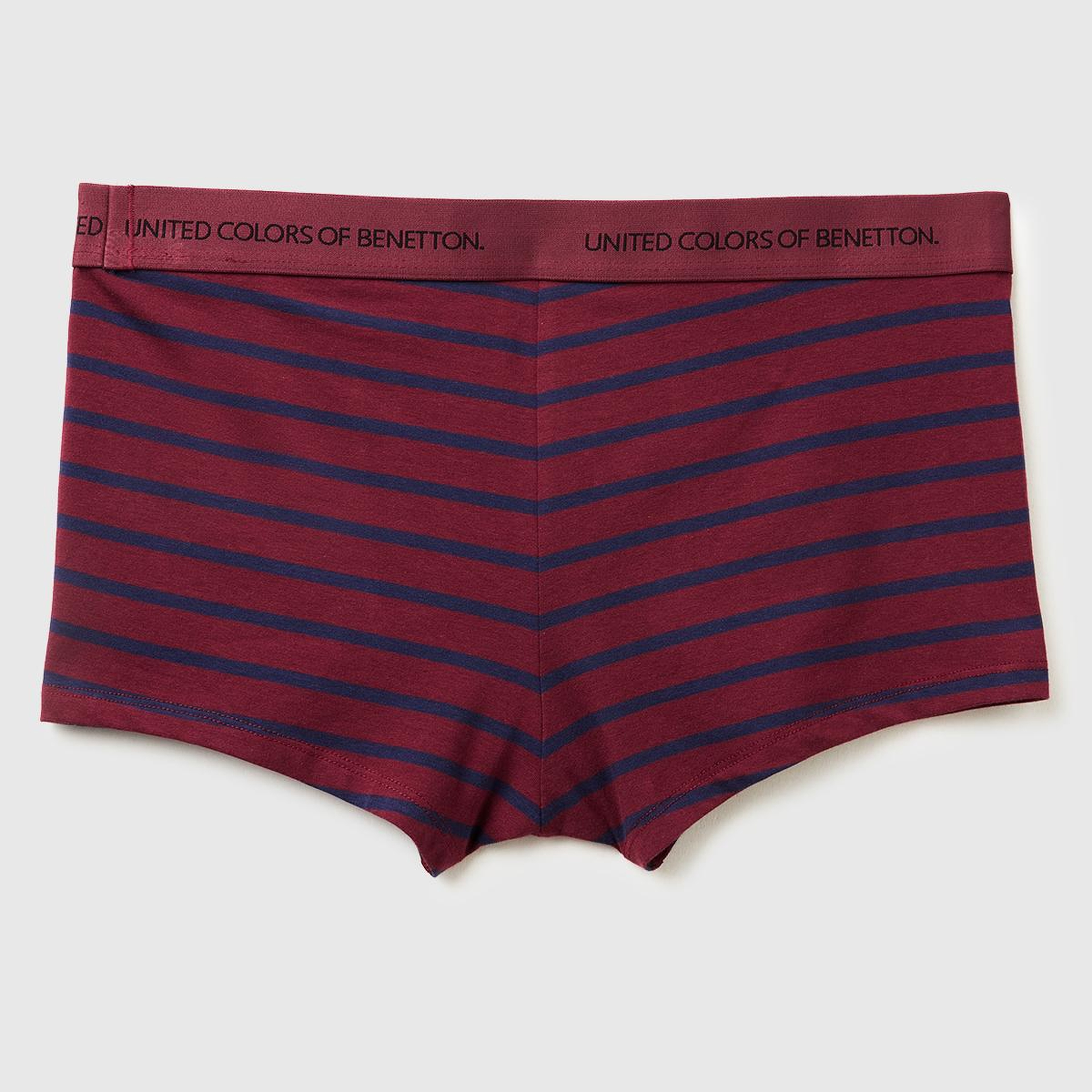 Erkek Bordo Pamuk Karışımlı Beli Logolu Çizgili Boxer