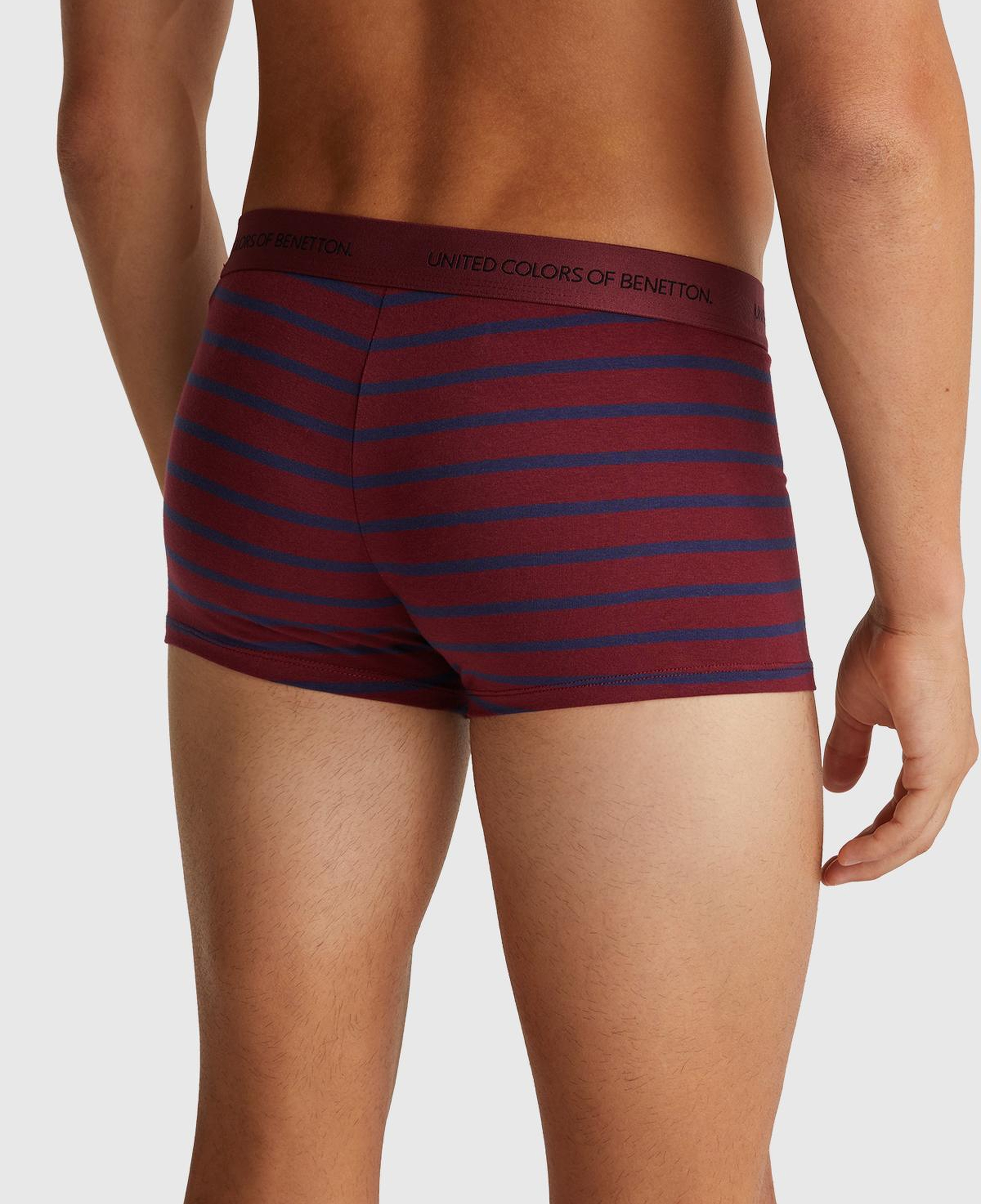 Erkek Bordo Pamuk Karışımlı Beli Logolu Çizgili Boxer