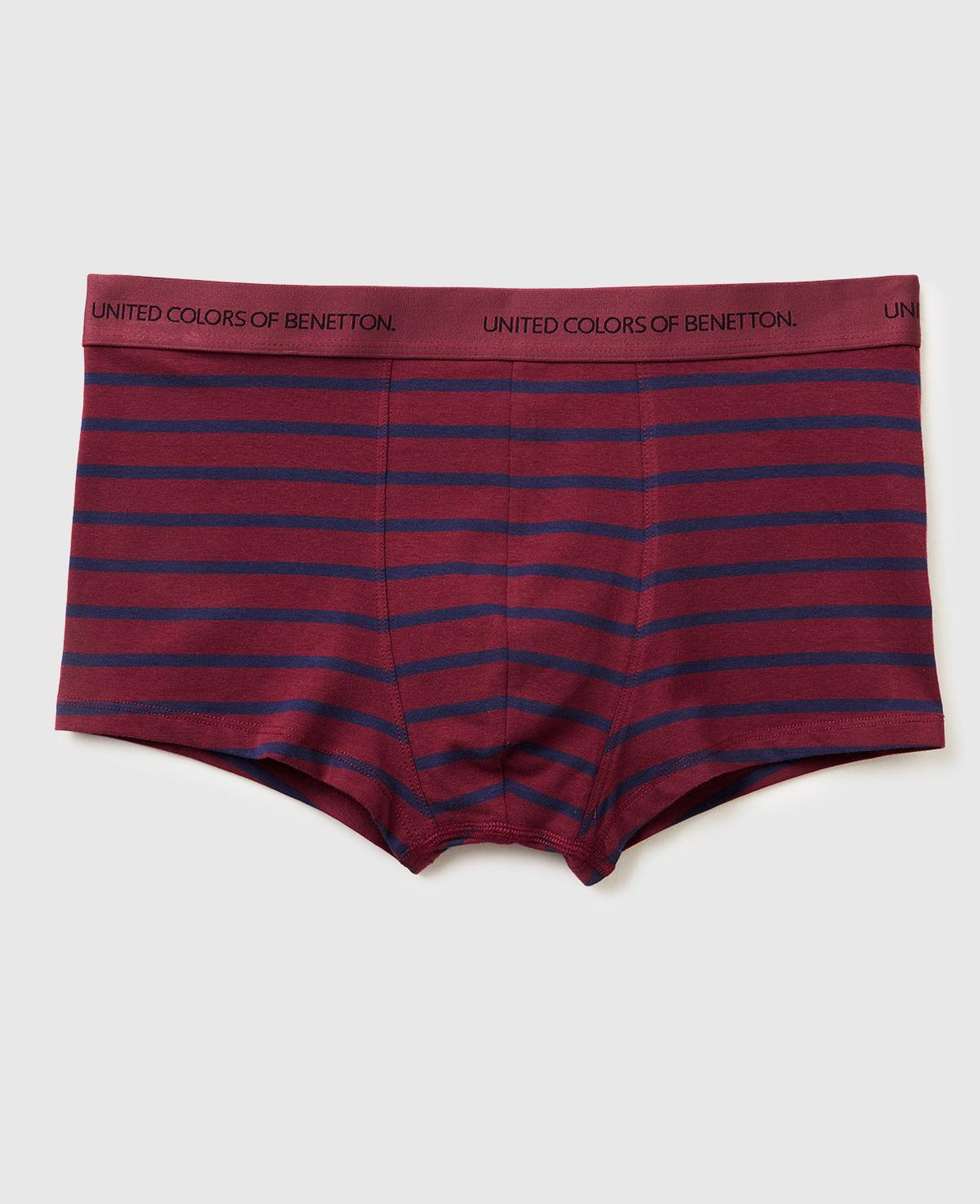 Erkek Bordo Pamuk Karışımlı Beli Logolu Çizgili Boxer