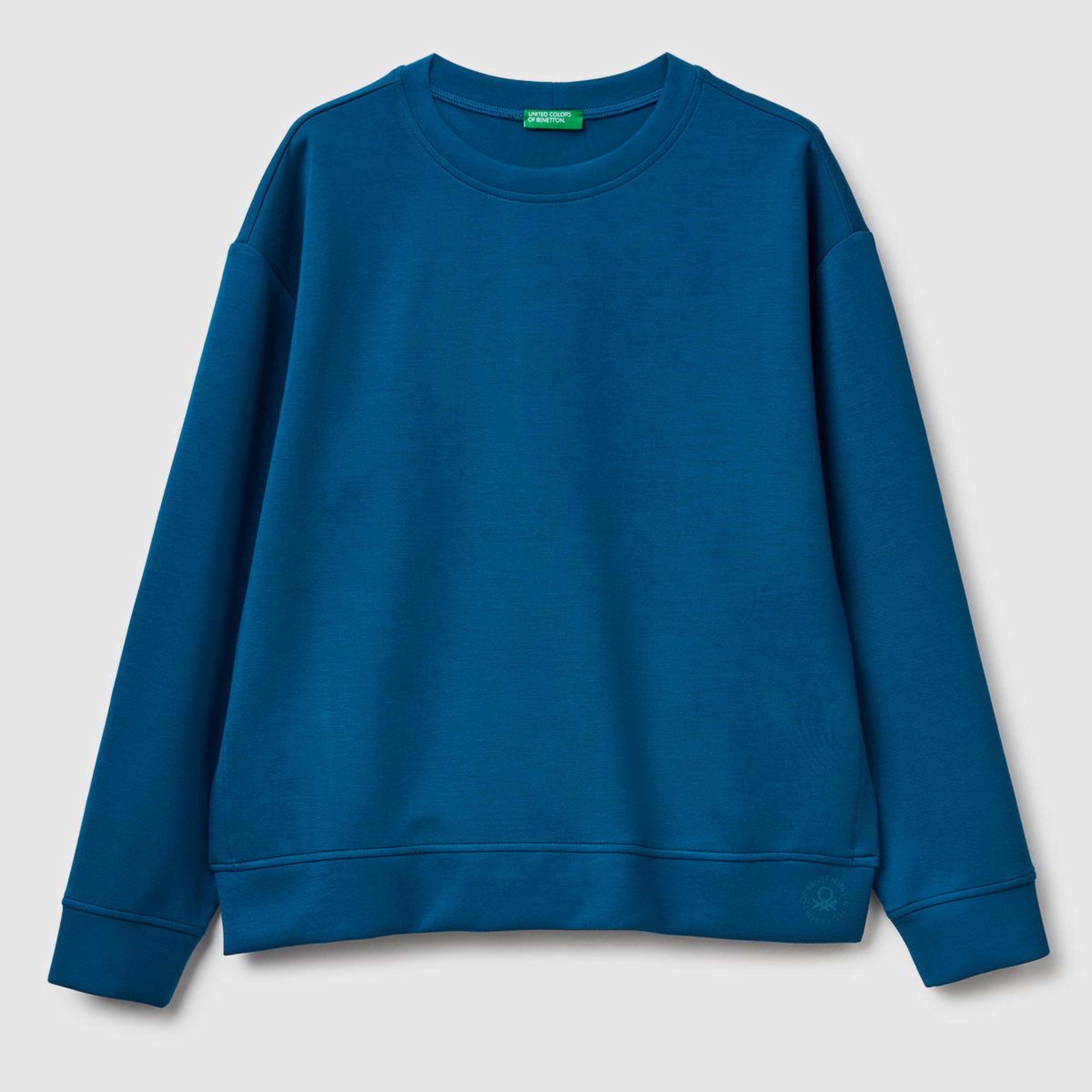 Kadın Mavi Modal Karışımlı Logo Detaylı Sweatshirt