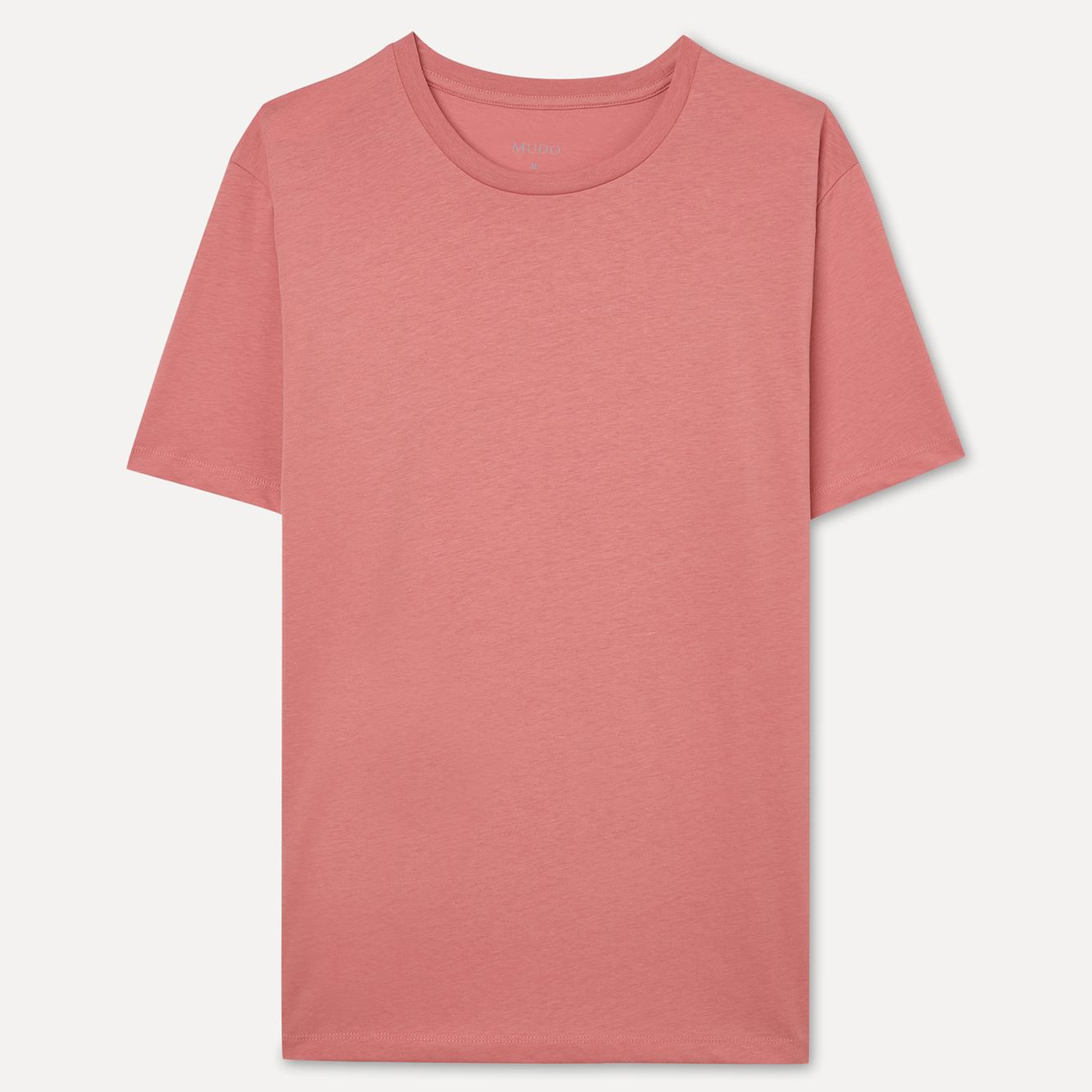 Erkek Pembe Pamuklu Bisiklet Yaka T-Shirt