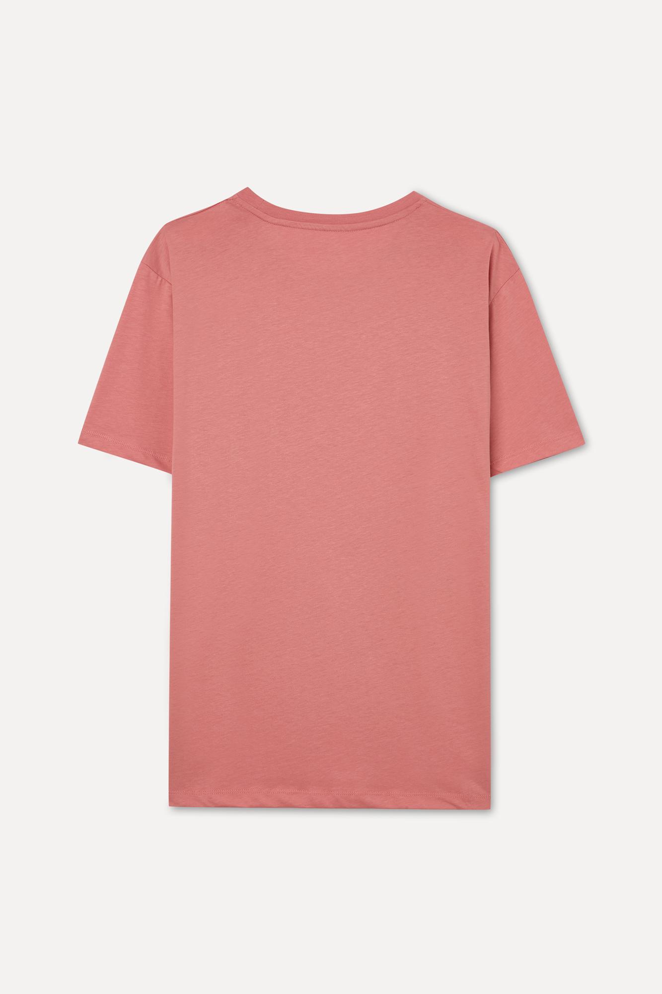 Erkek Pembe Pamuklu Bisiklet Yaka T-Shirt