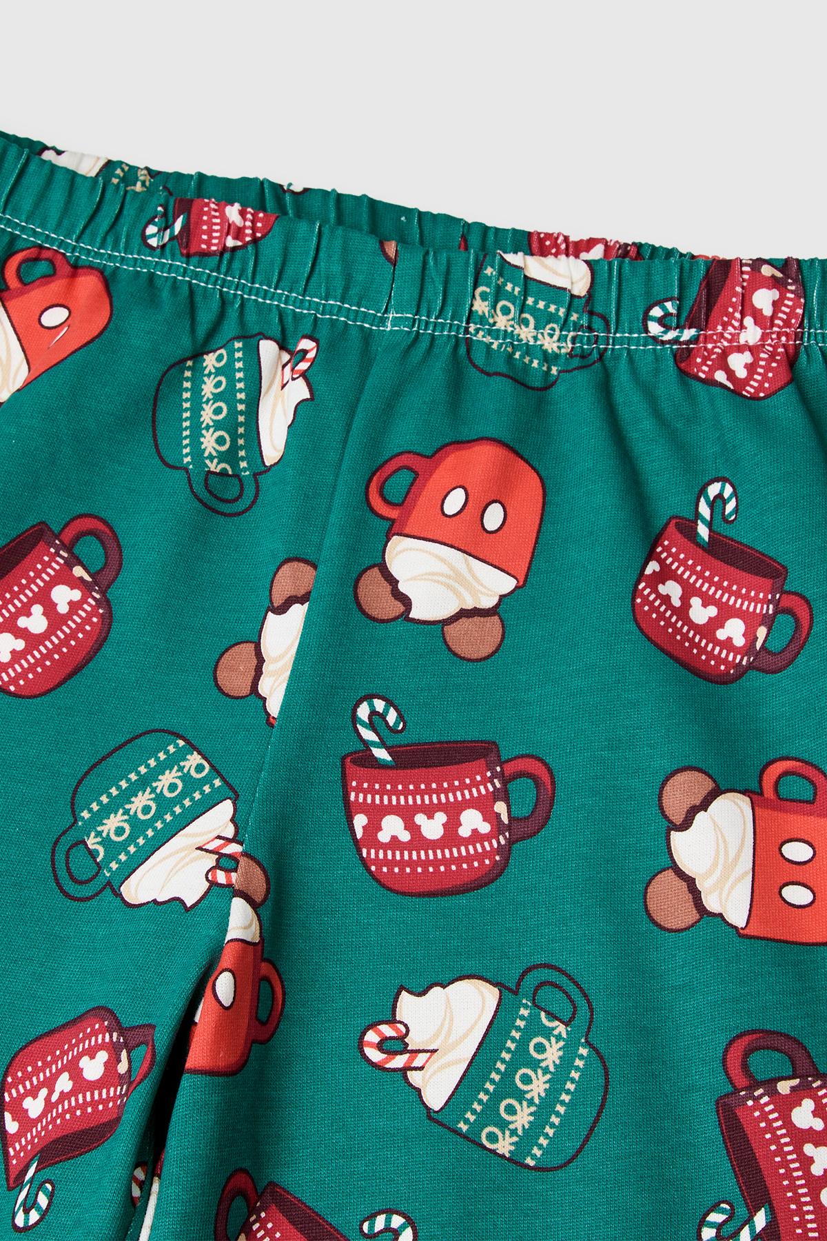 Erkek Çocuk Gri Melanj Üstü Disney Baskılı Altı Kare Desenli Pijama Takımı