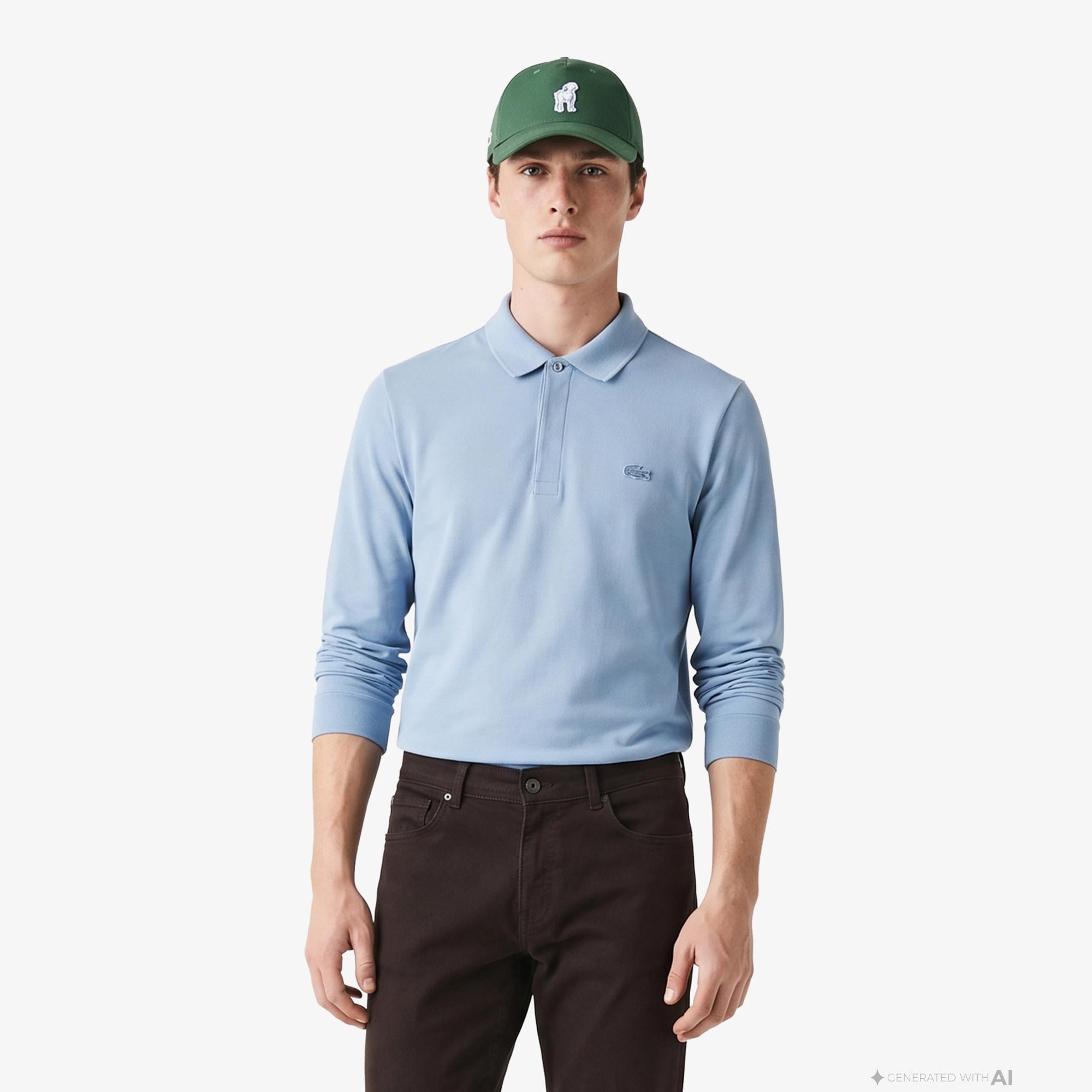 Erkek Regular Fit Uzun Kollu Gri Paris Polo