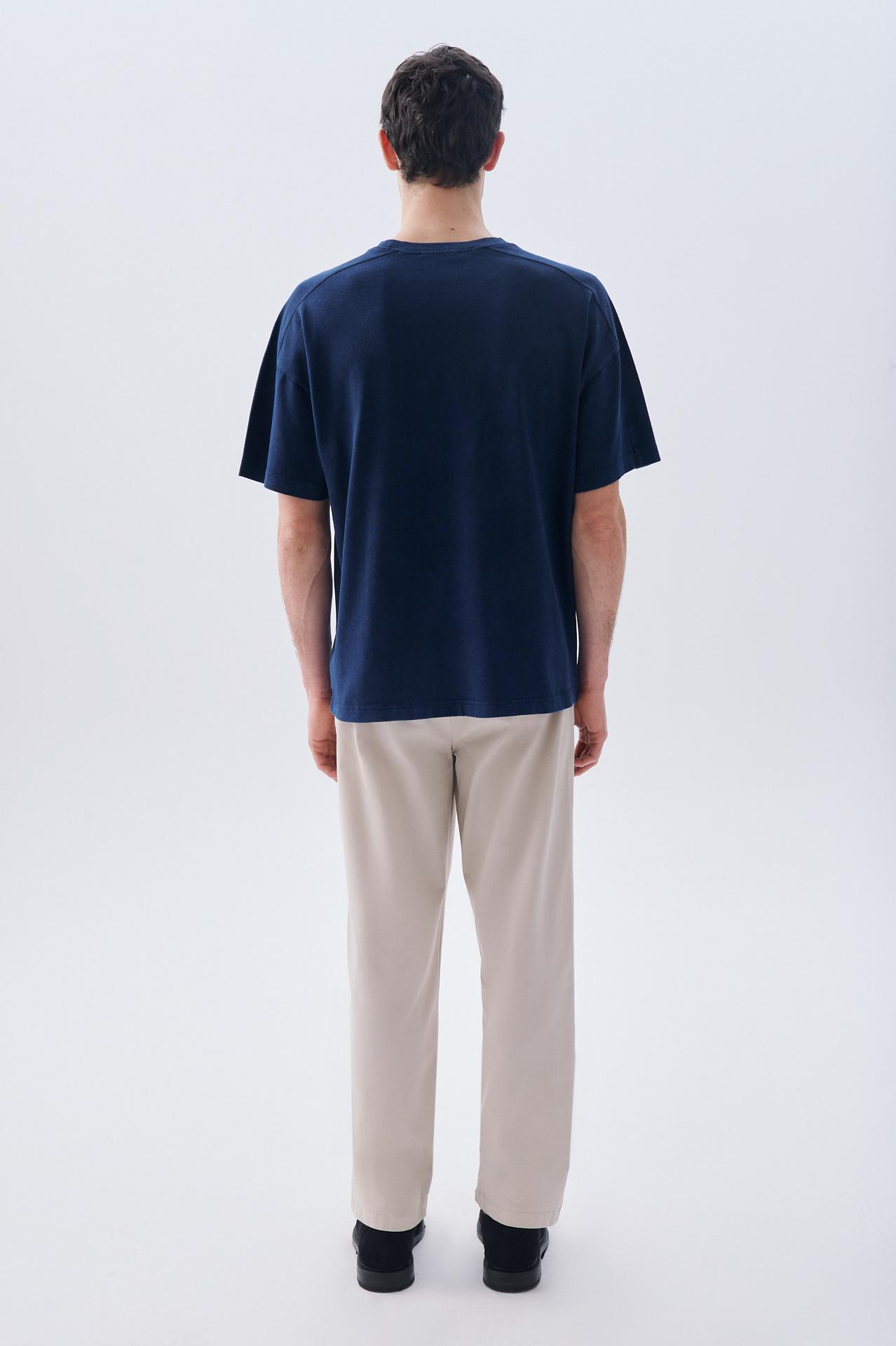 Erkek Lacivert Oversize Bisiklet Yaka T-Shirt