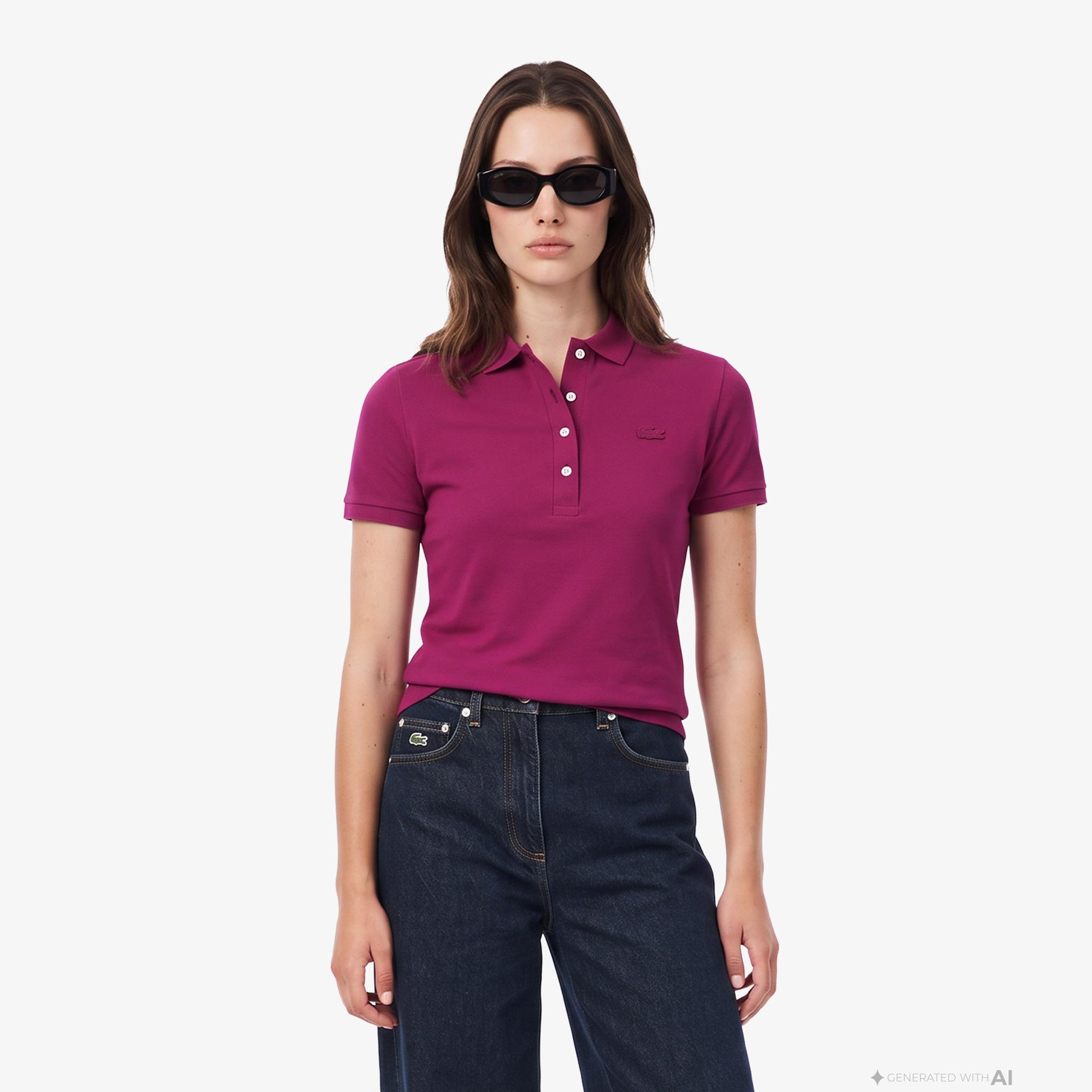 L.12.D Kadın Slim Fit Pembe Polo