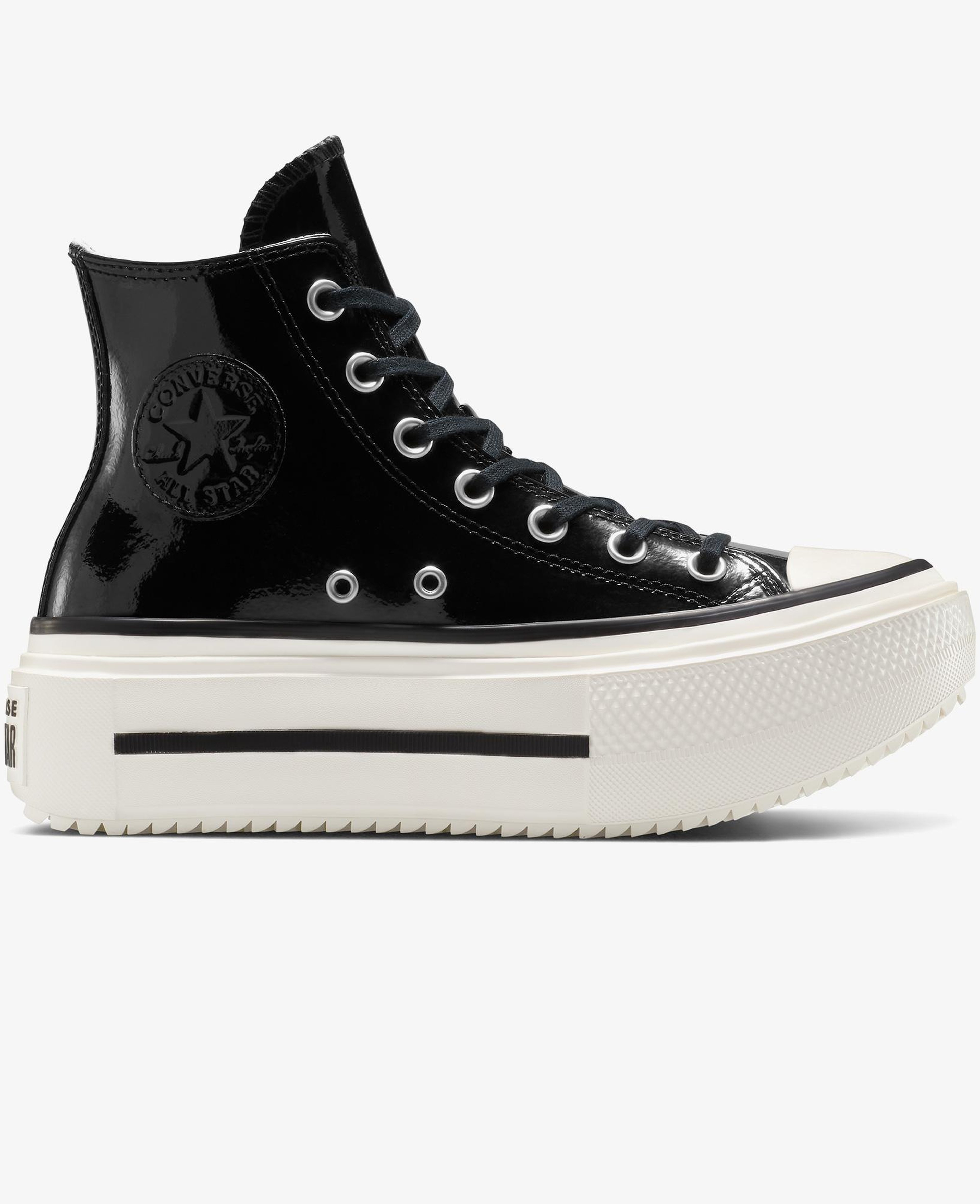 Converse Chuck Taylor All Star Lift Double Stack Platform Deri Kadın Siyah Sneaker