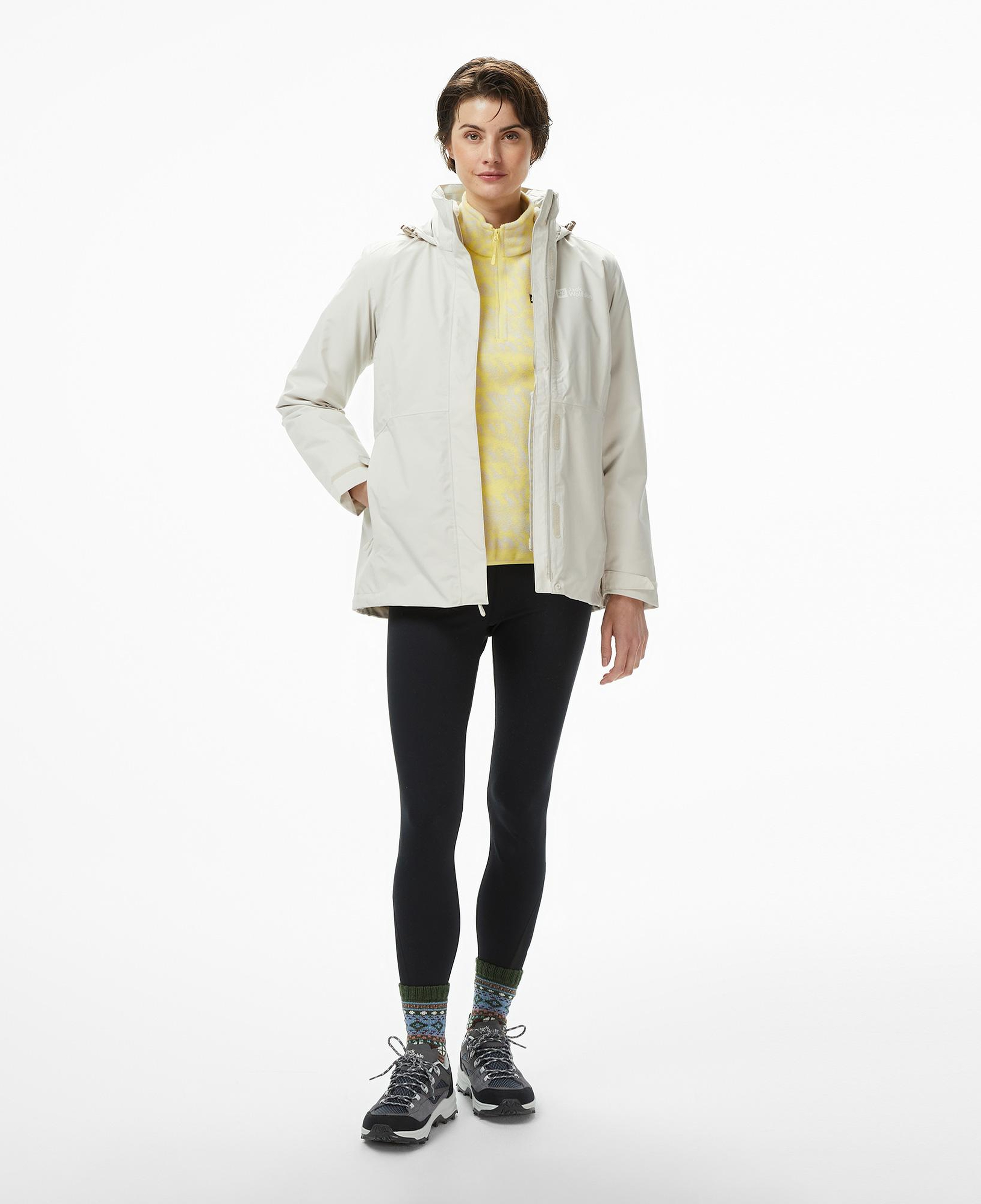 Jack Wolfskin Rotwand 3in1 Kadın Krem Outdoor Ceket