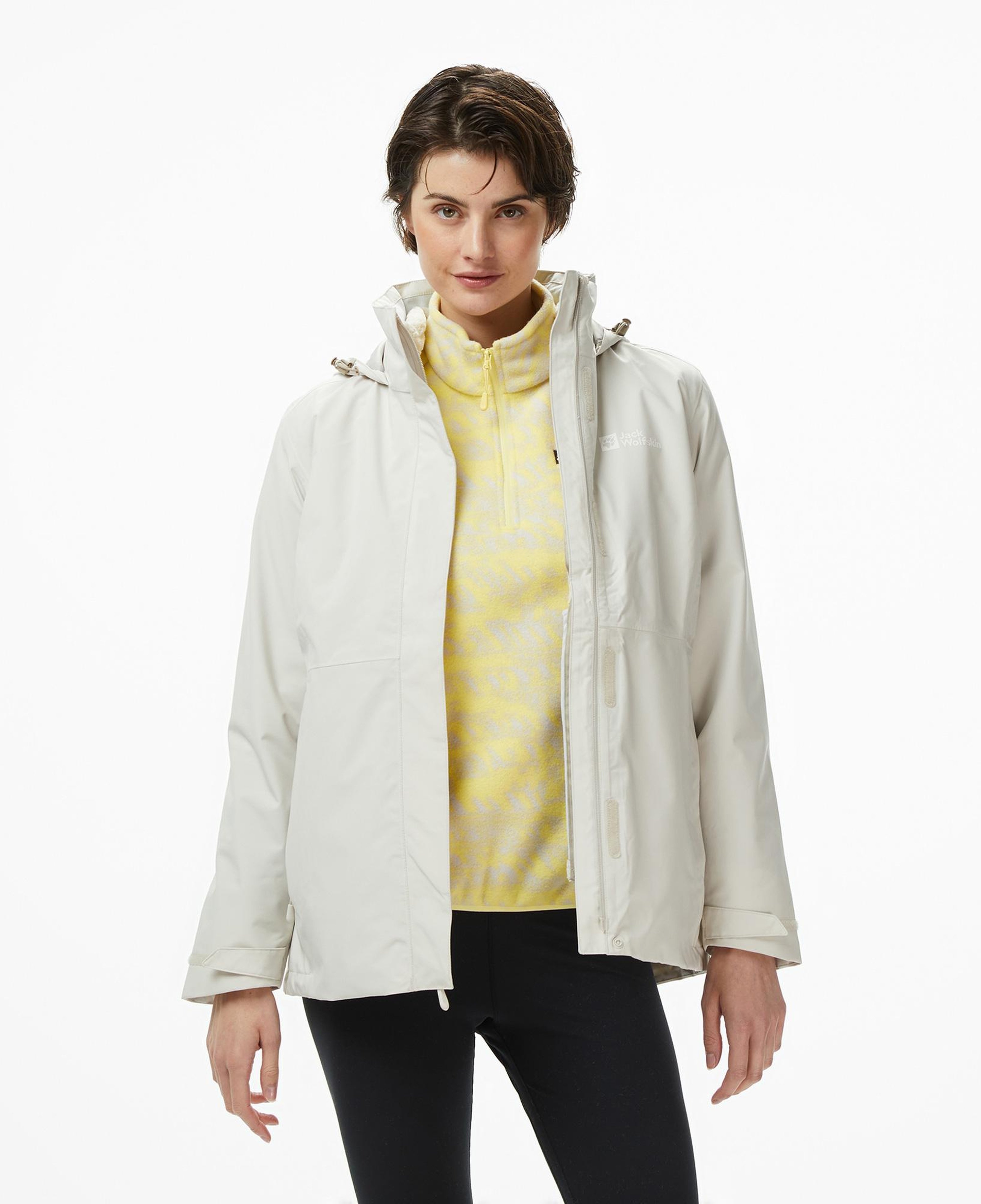 Jack Wolfskin Rotwand 3in1 Kadın Krem Outdoor Ceket