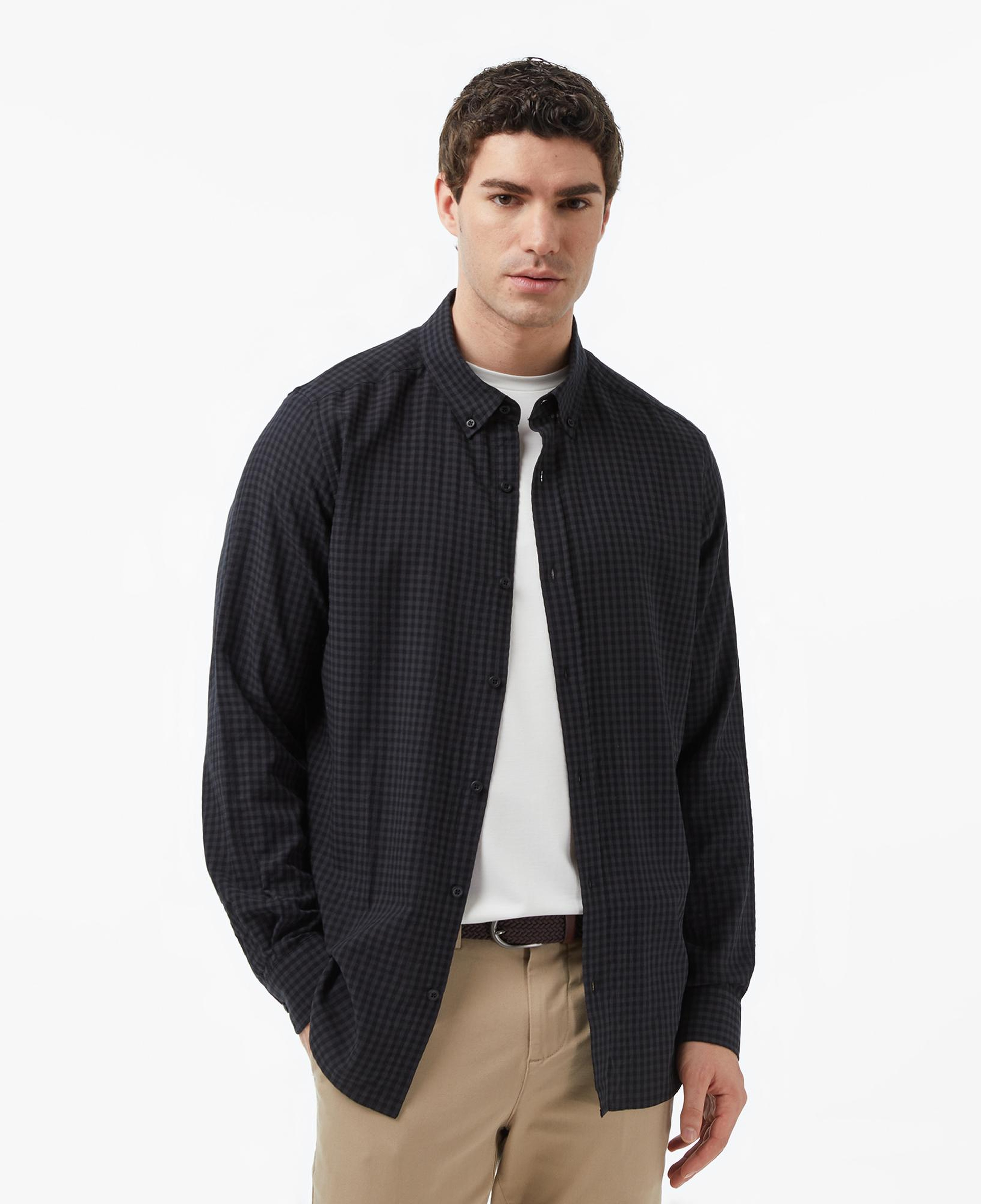 Nautica Erkek Siyah Regular Fit Kareli Gömlek