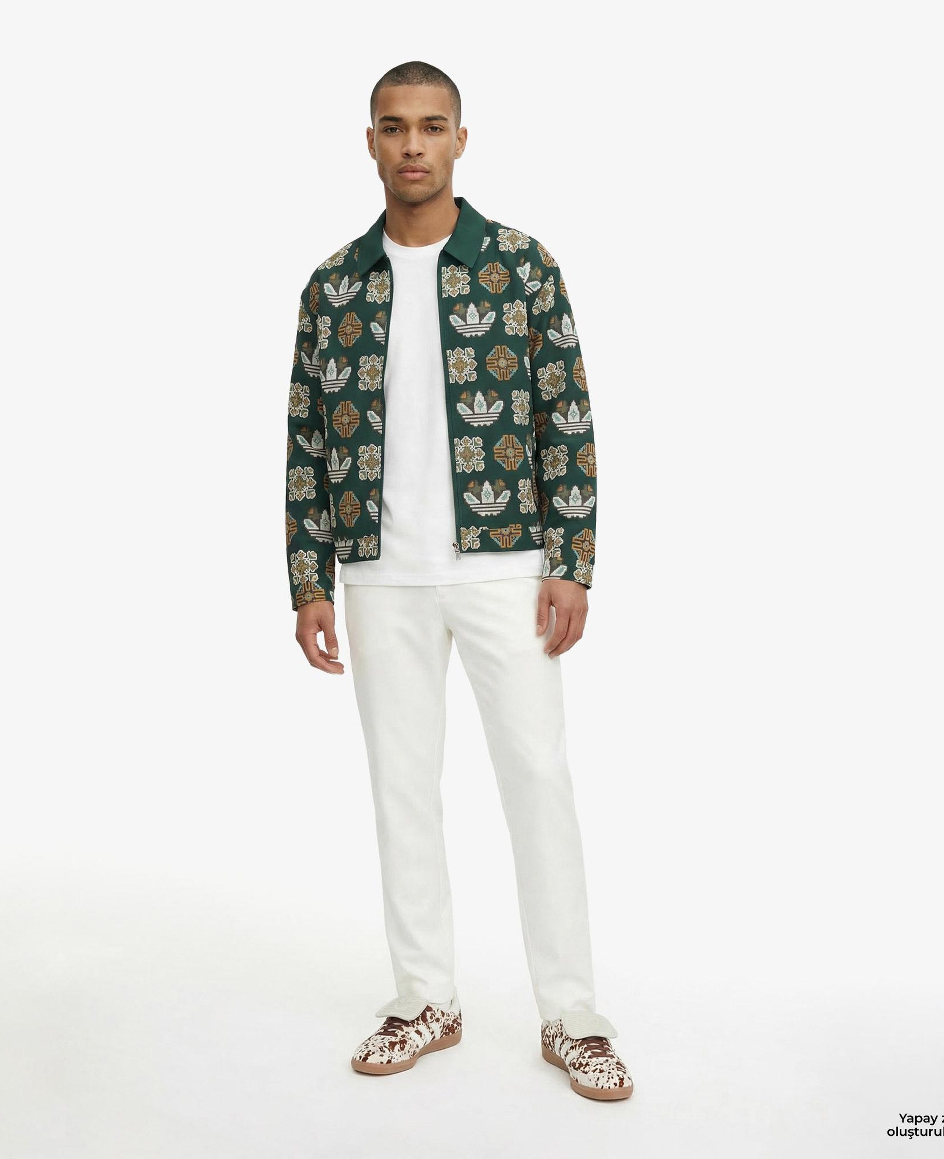 adidas Monogram Allover Print Loose Yeşil Ceket