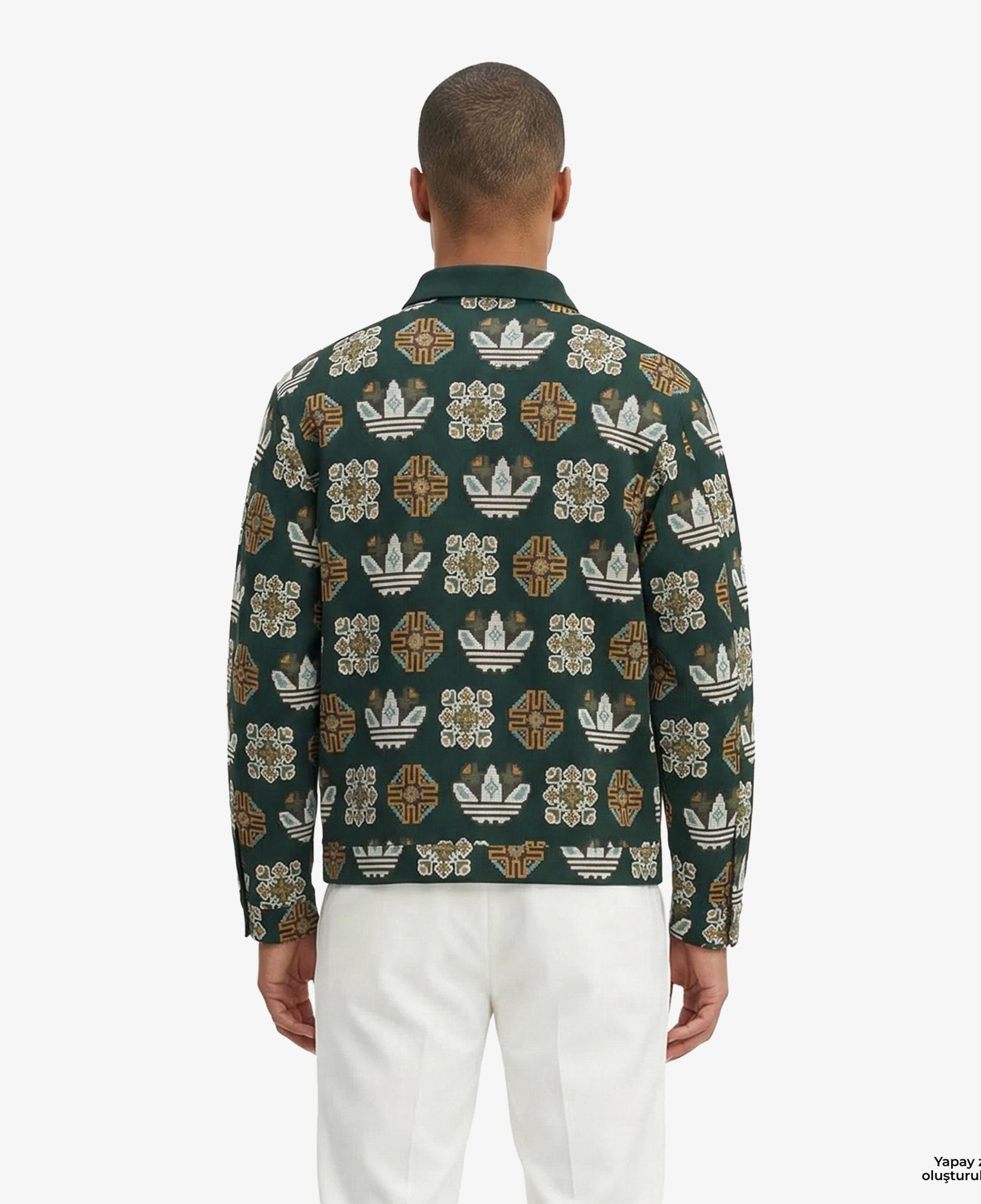 adidas Monogram Allover Print Loose Yeşil Ceket