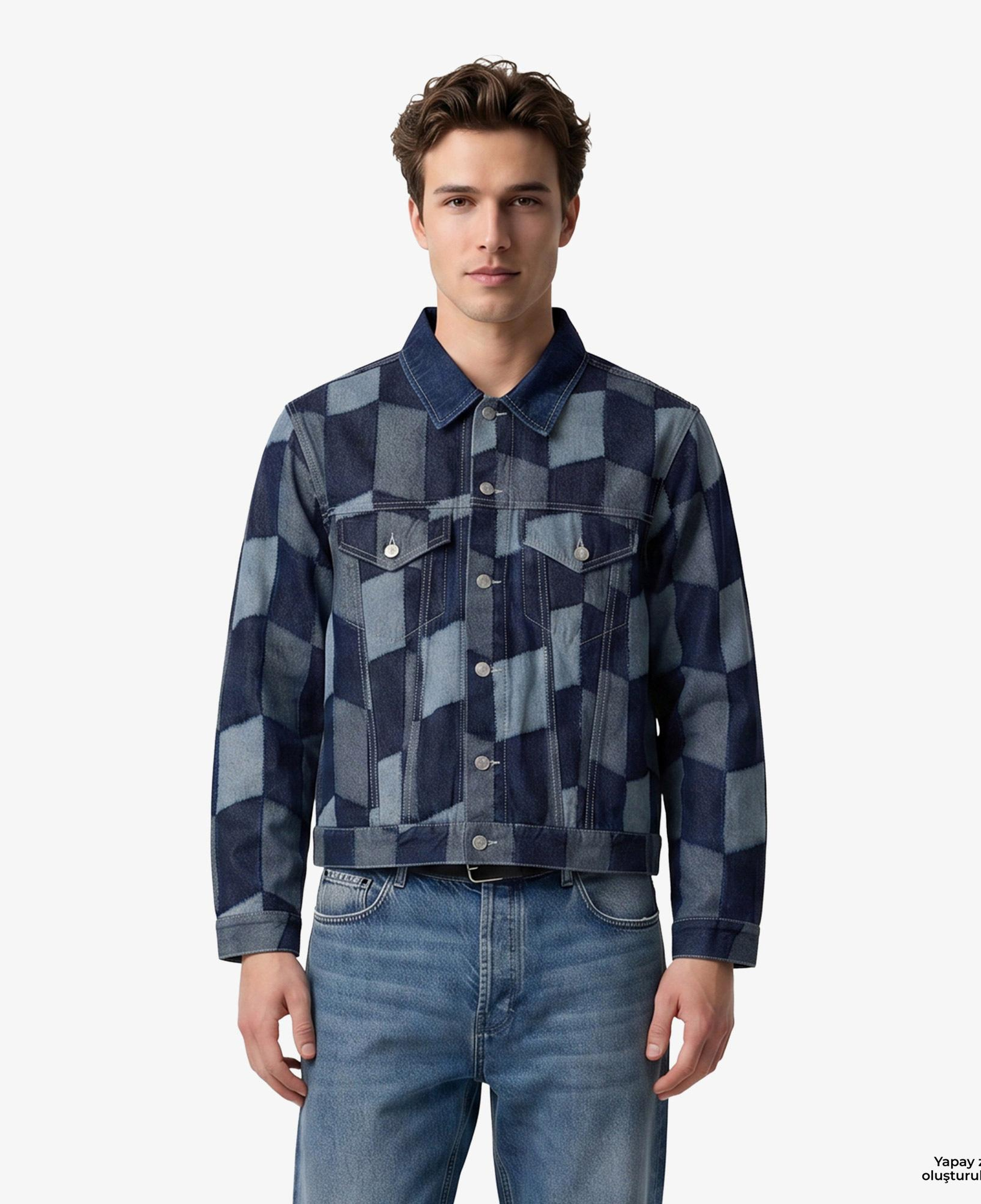 Huf Patchwork Denim Erkek Lacivert Ceket