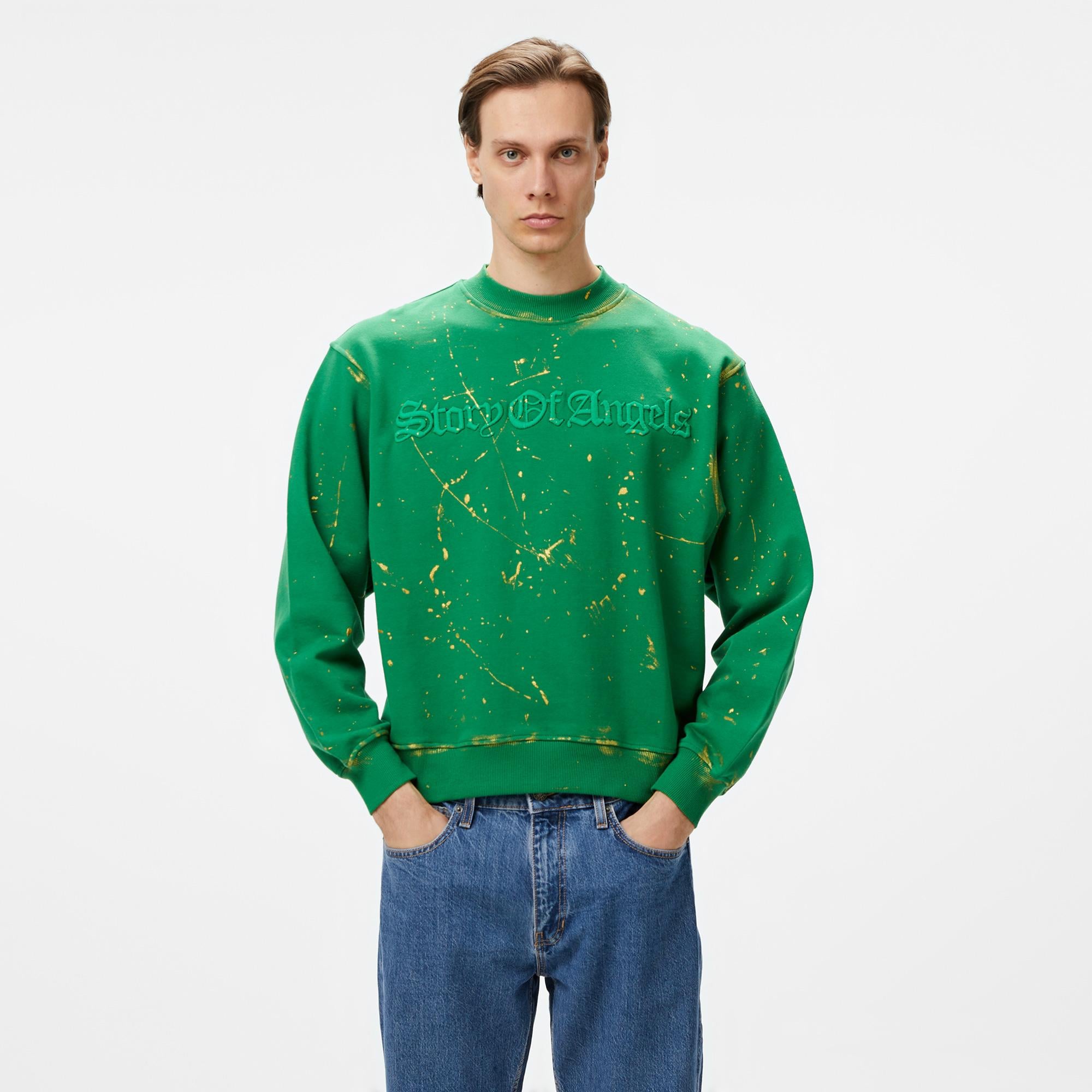 Story Of Angels Soa Gold Angel Hand-Dye Erkek Yeşil Sweatshirt