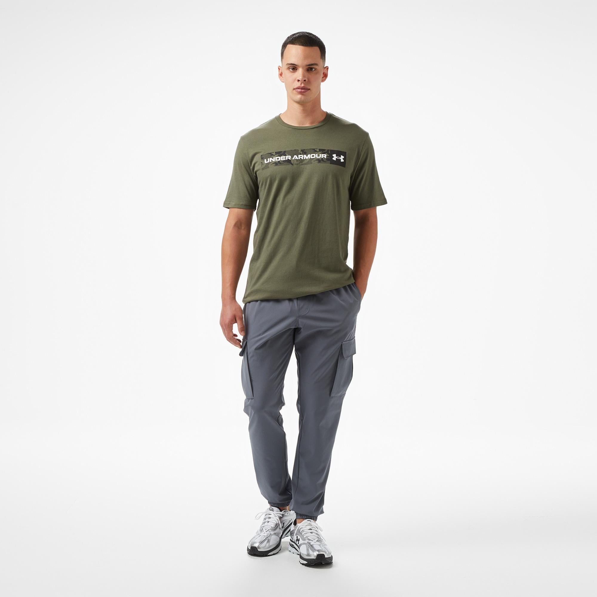 Under Armour Camo Chest Stripe Ss Erkek Haki T-Shirt