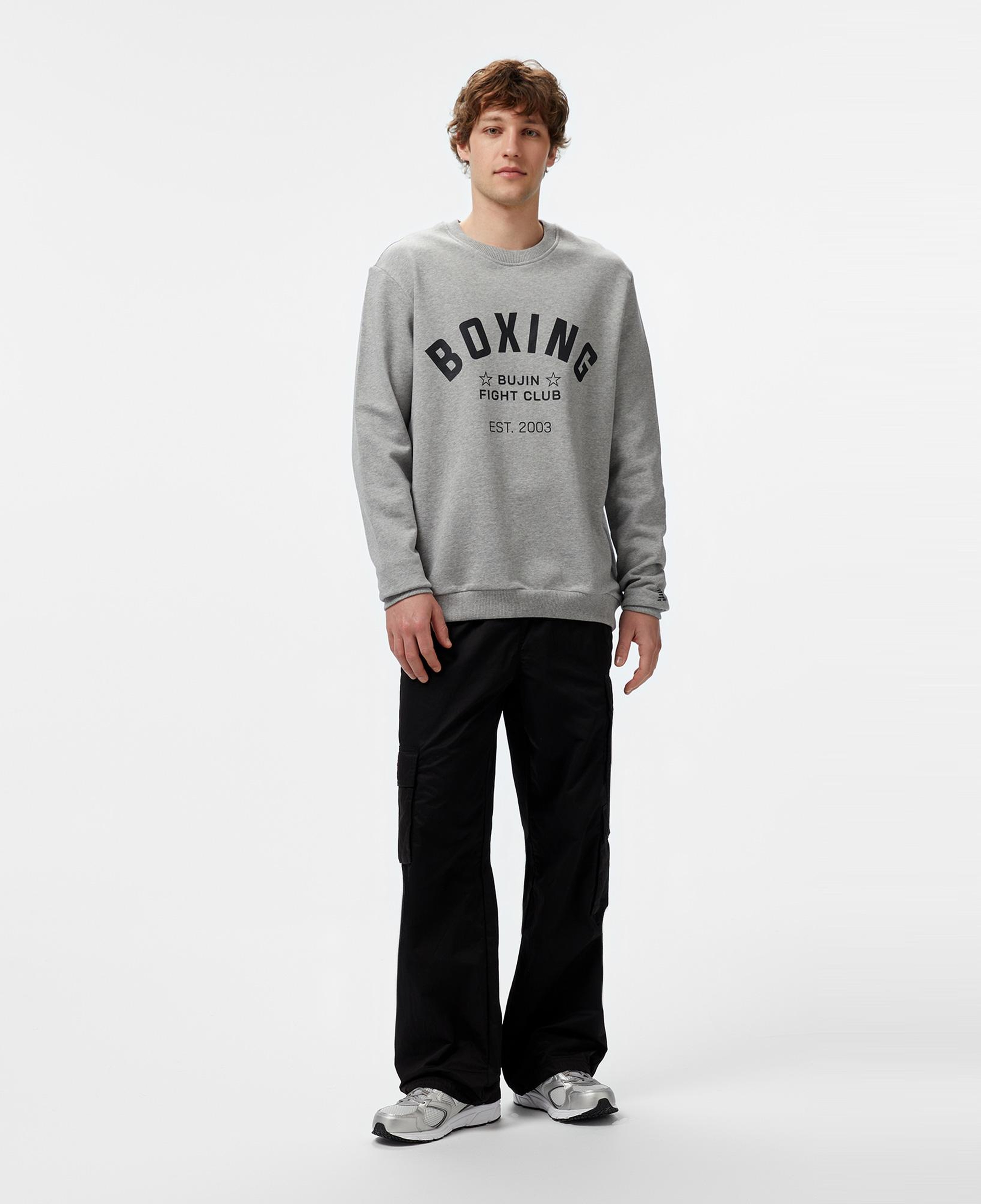 New Balance Bujin Boxing Erkek Gri Sweatshirt