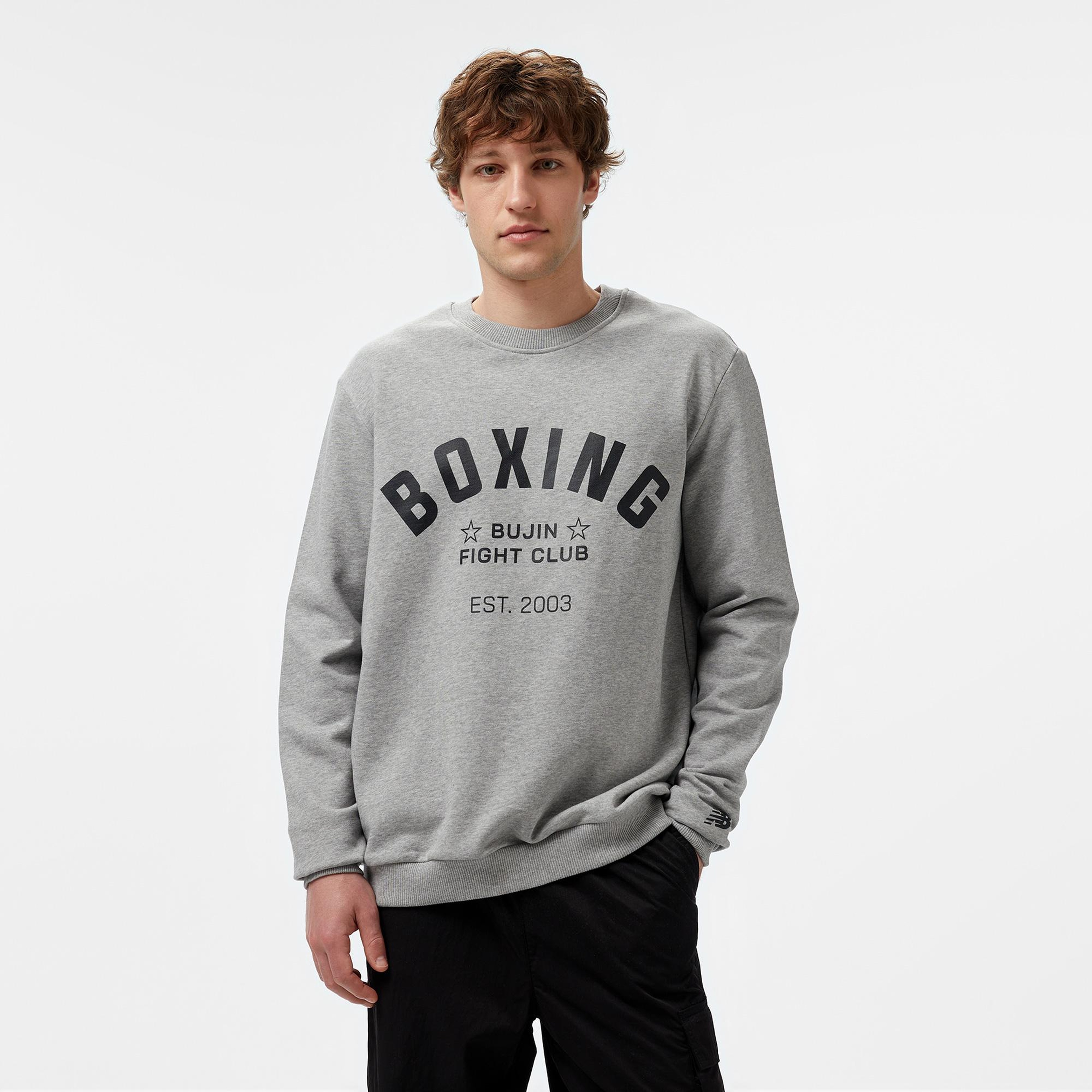 New Balance Bujin Boxing Erkek Gri Sweatshirt