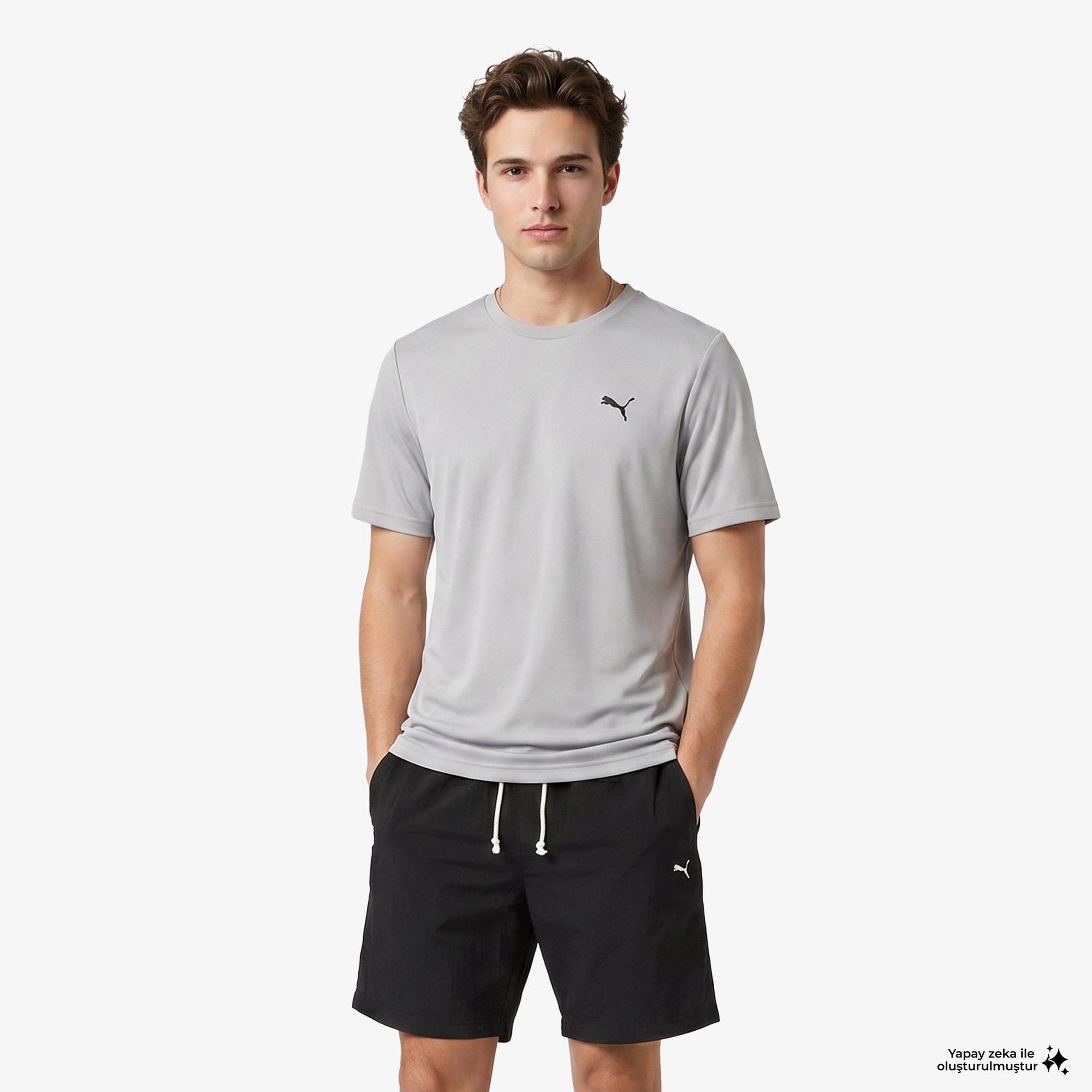 Puma Essentials Small Logo Poly  Erkek Gri T-Shirt