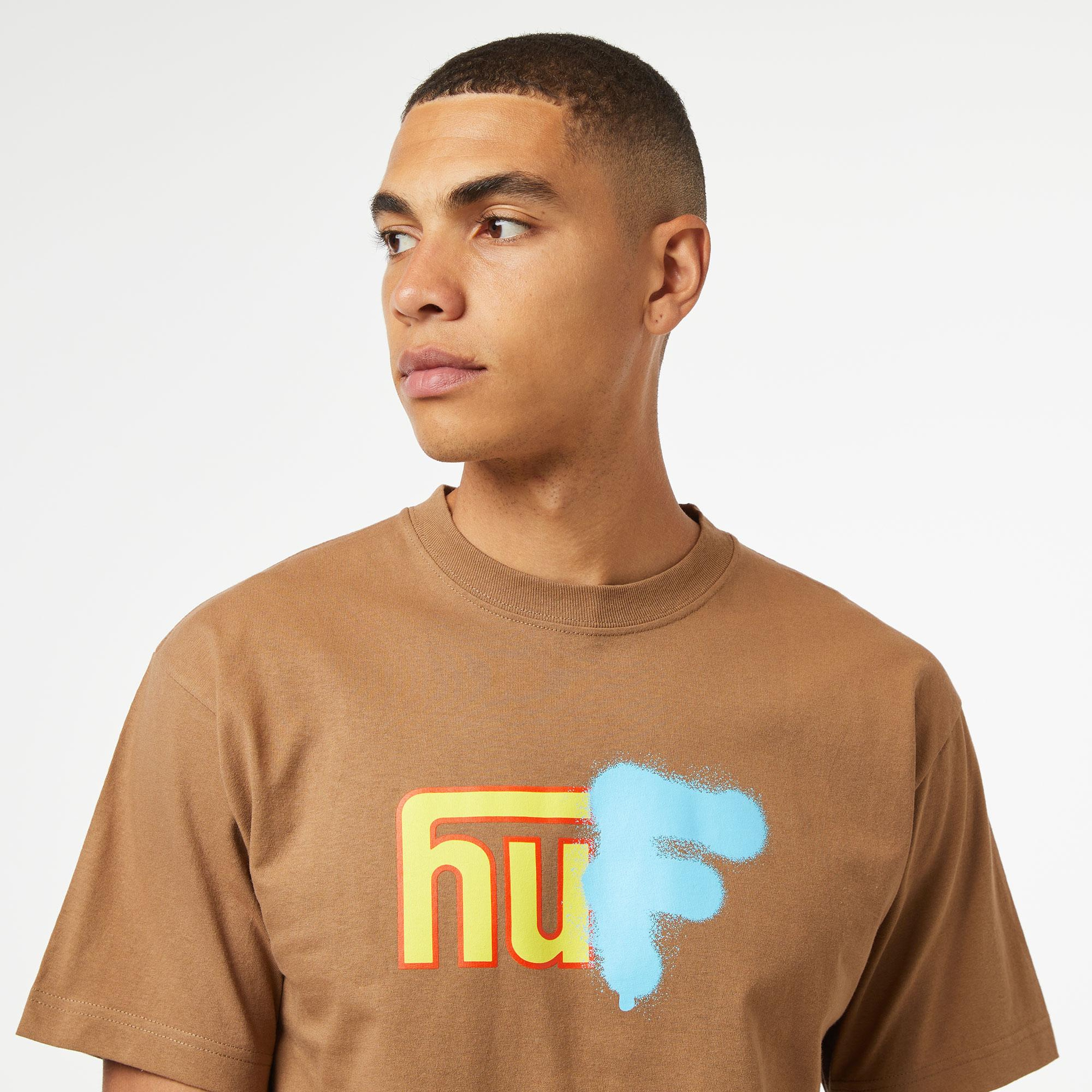 HUF Upside Downtown S/S Erkek Krem T-Shirt
