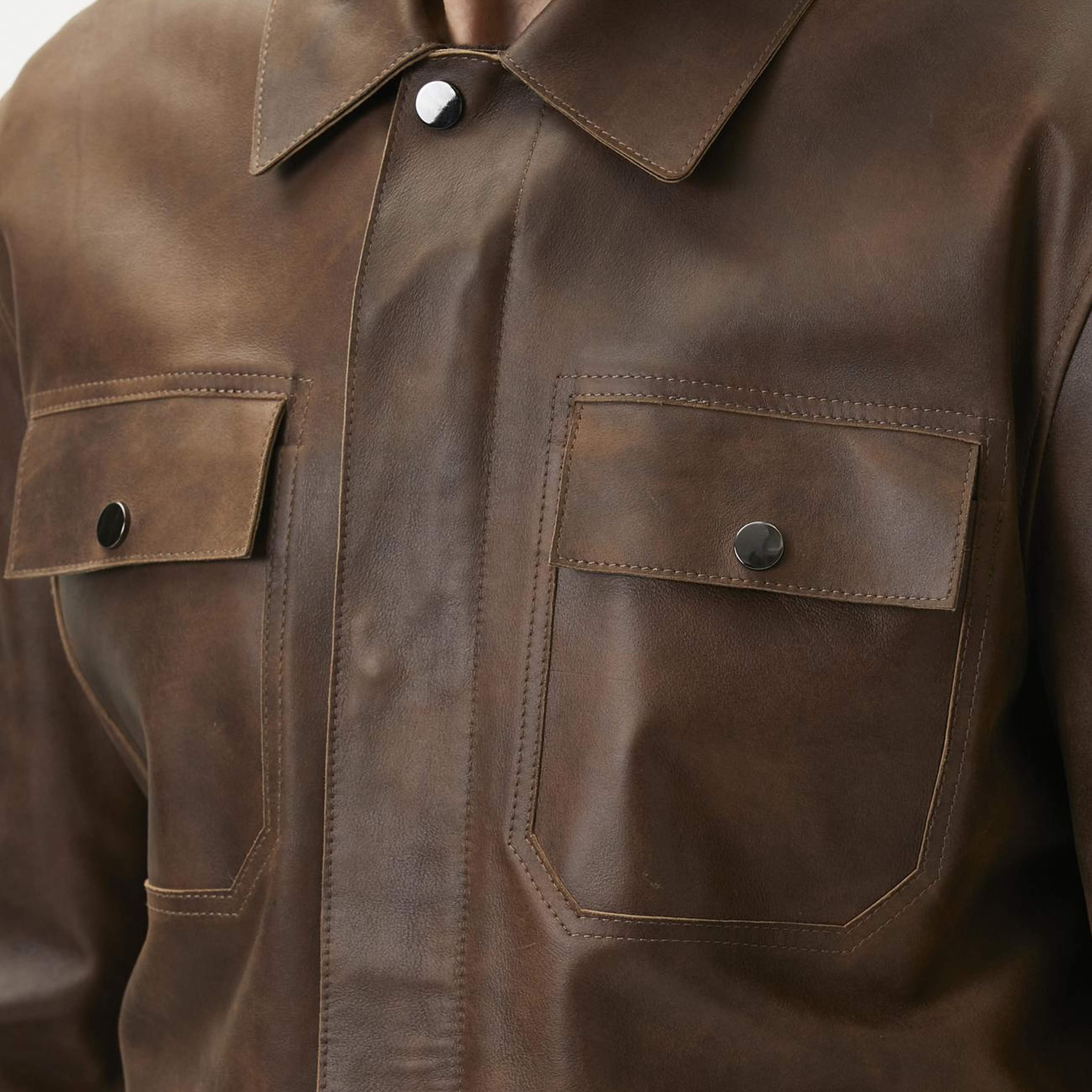 Network Erkek Camel Efektli Deri Coat Ceket