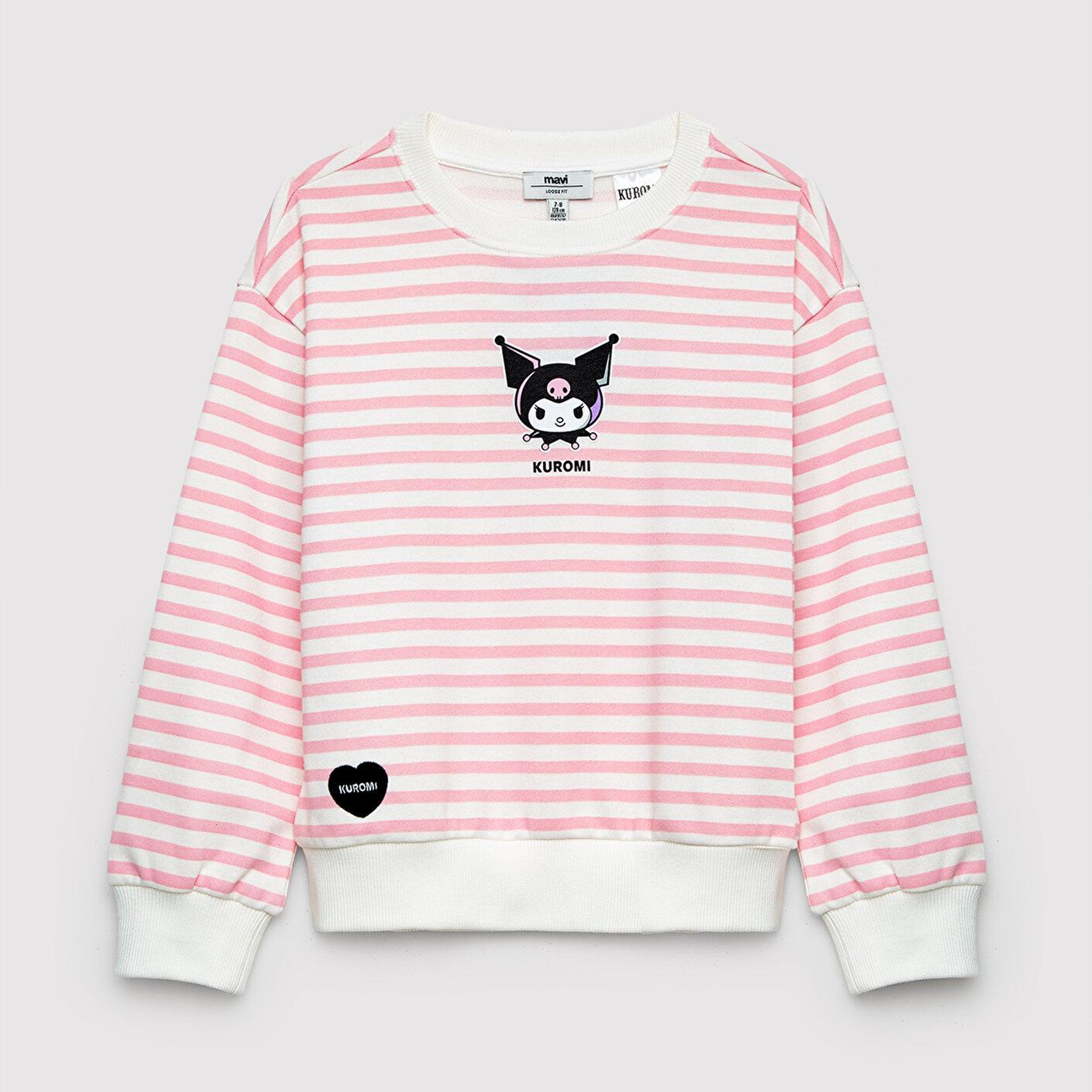 Mavi Kuromi Baskılı Çizgili Sweatshirt 7S10201-91630