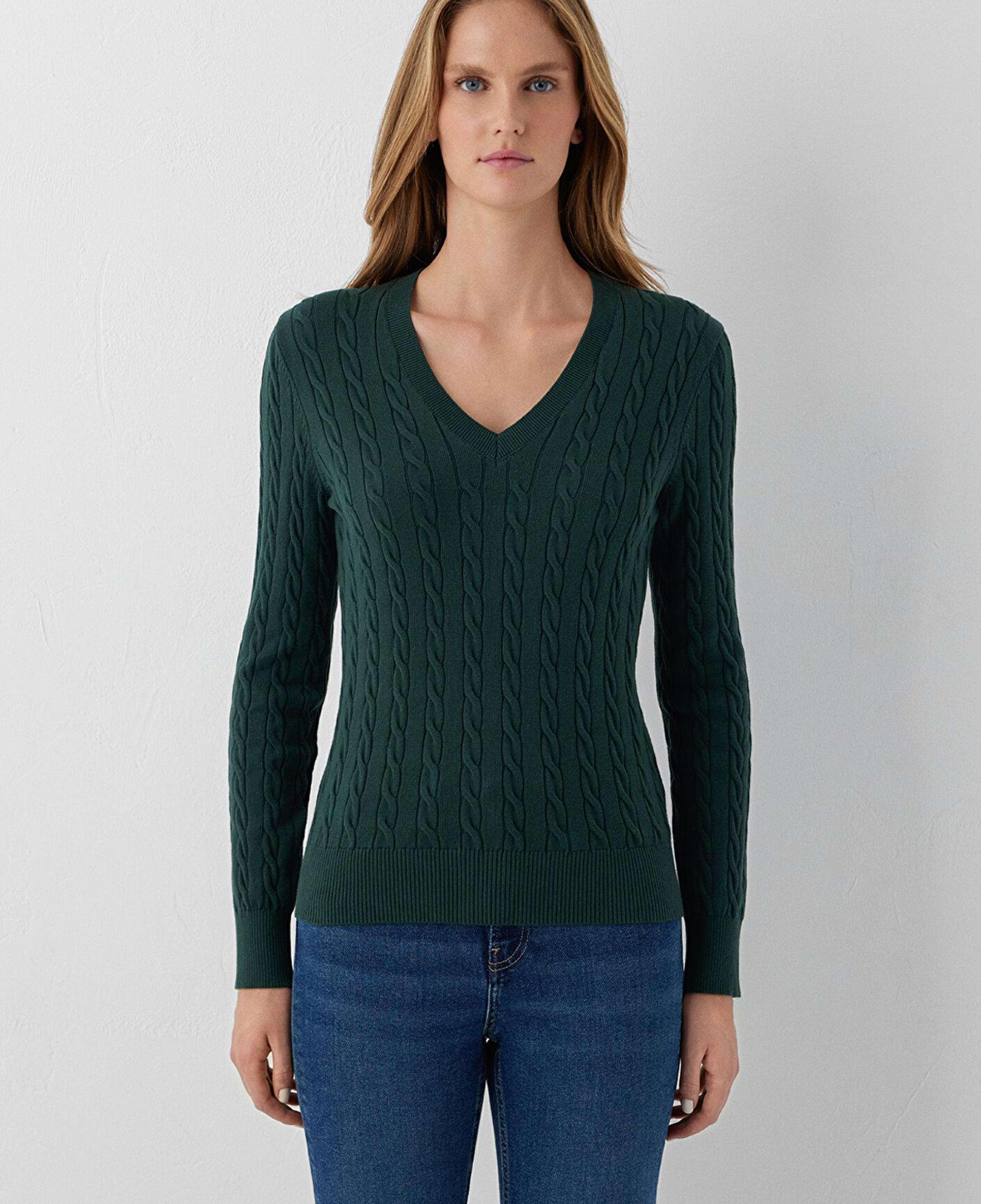 Mavi V Yaka Yeşil Triko Slim Fit / Dar Kesim 1710911-71539