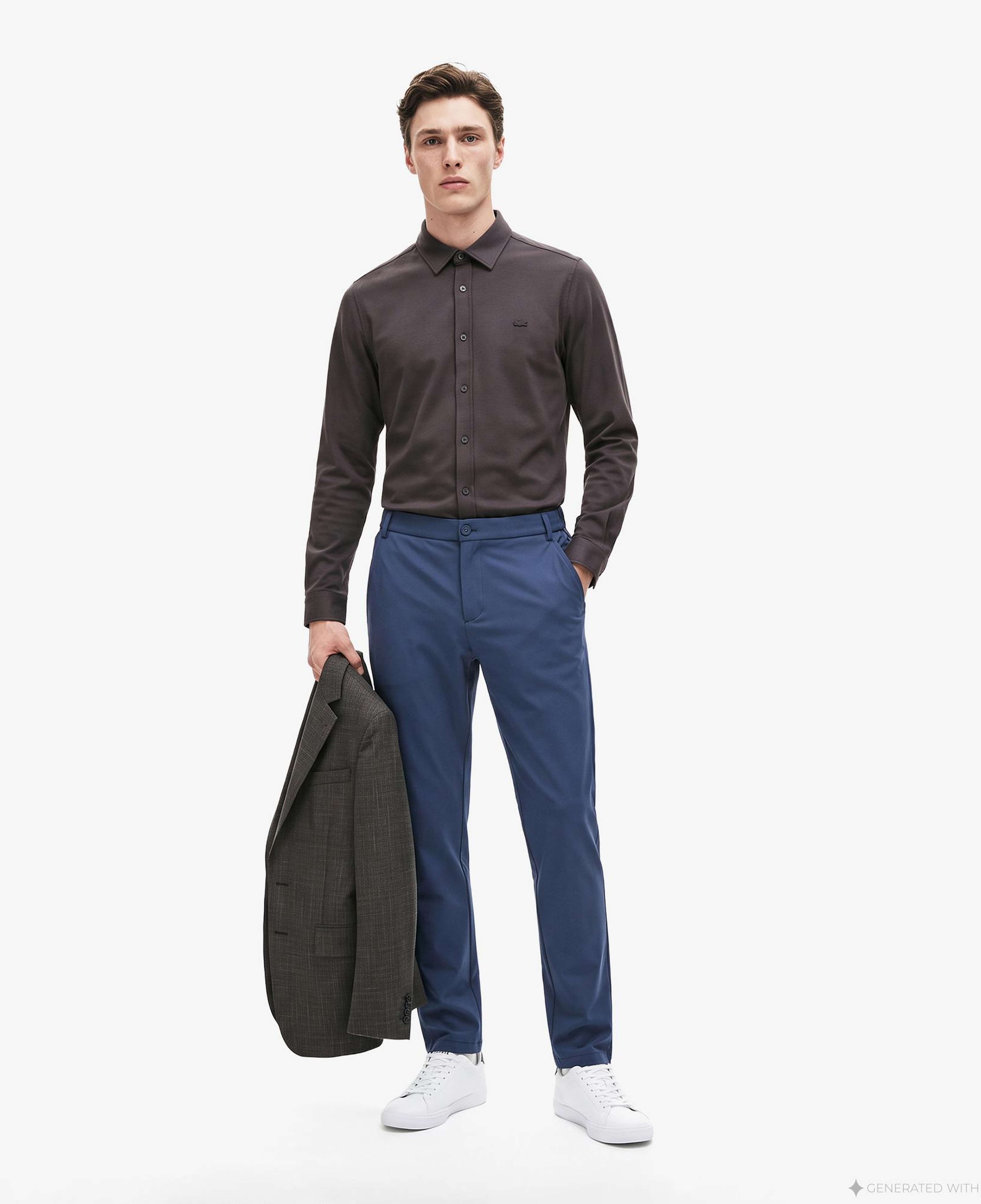 Erkek Tapered Fit Lacivert Chino Pantolon