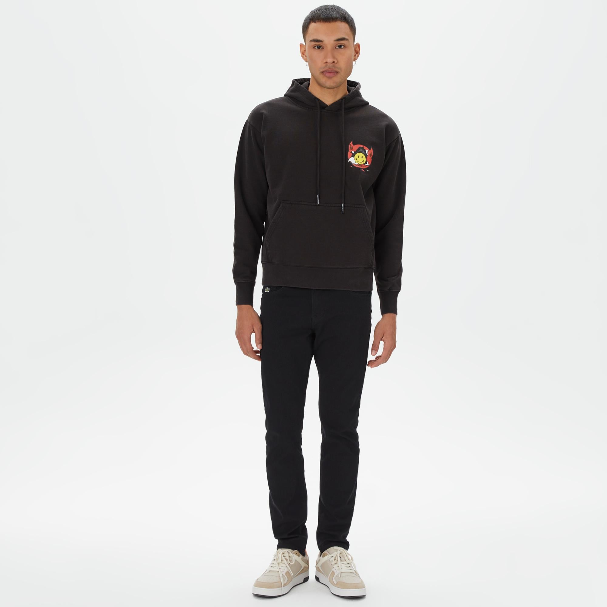 Market Smiley Inner Peace Pullover Erkek Siyah Hoodie