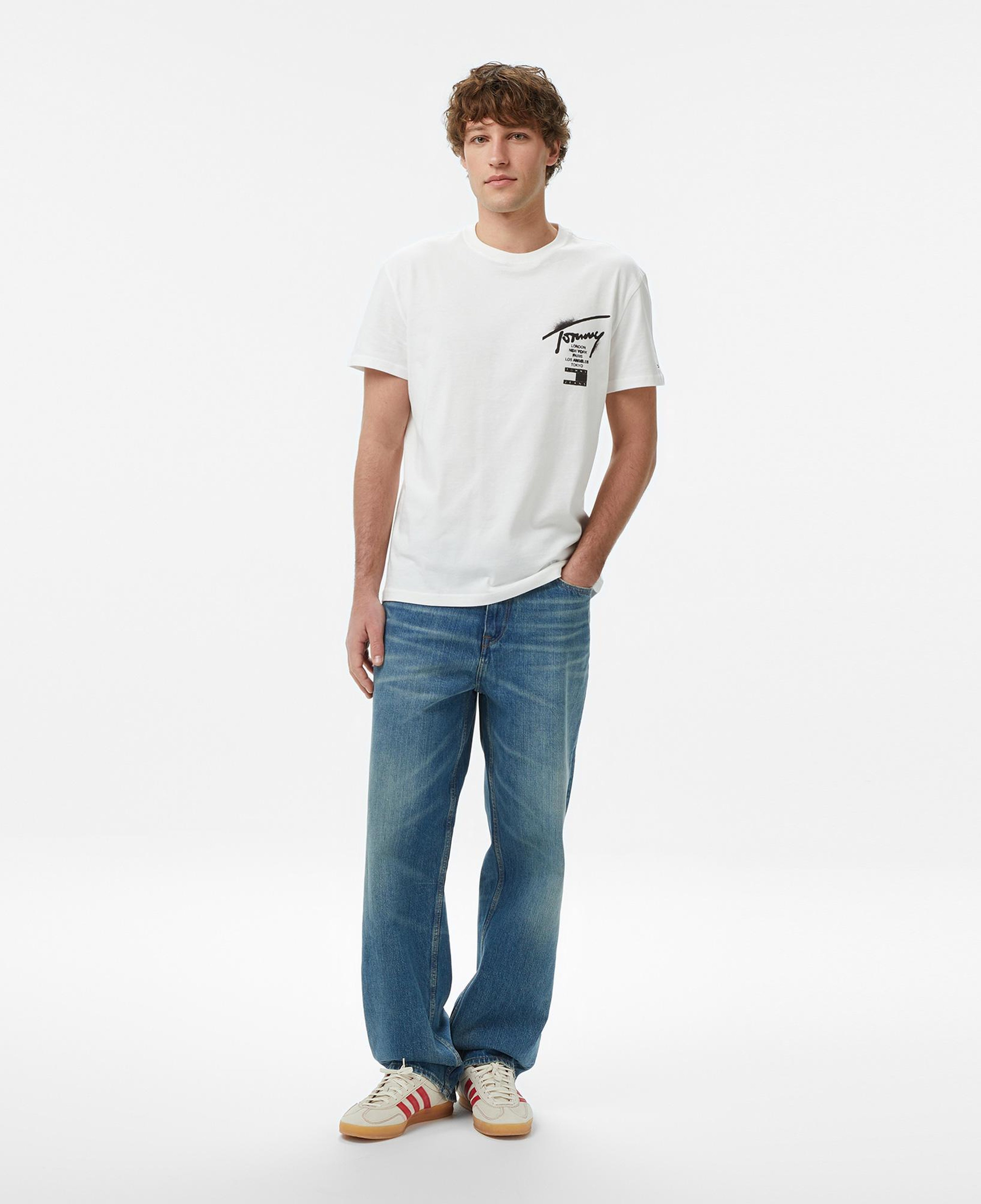 Tommy Hilfiger Regular City Sign Erkek Beyaz T-Shirt