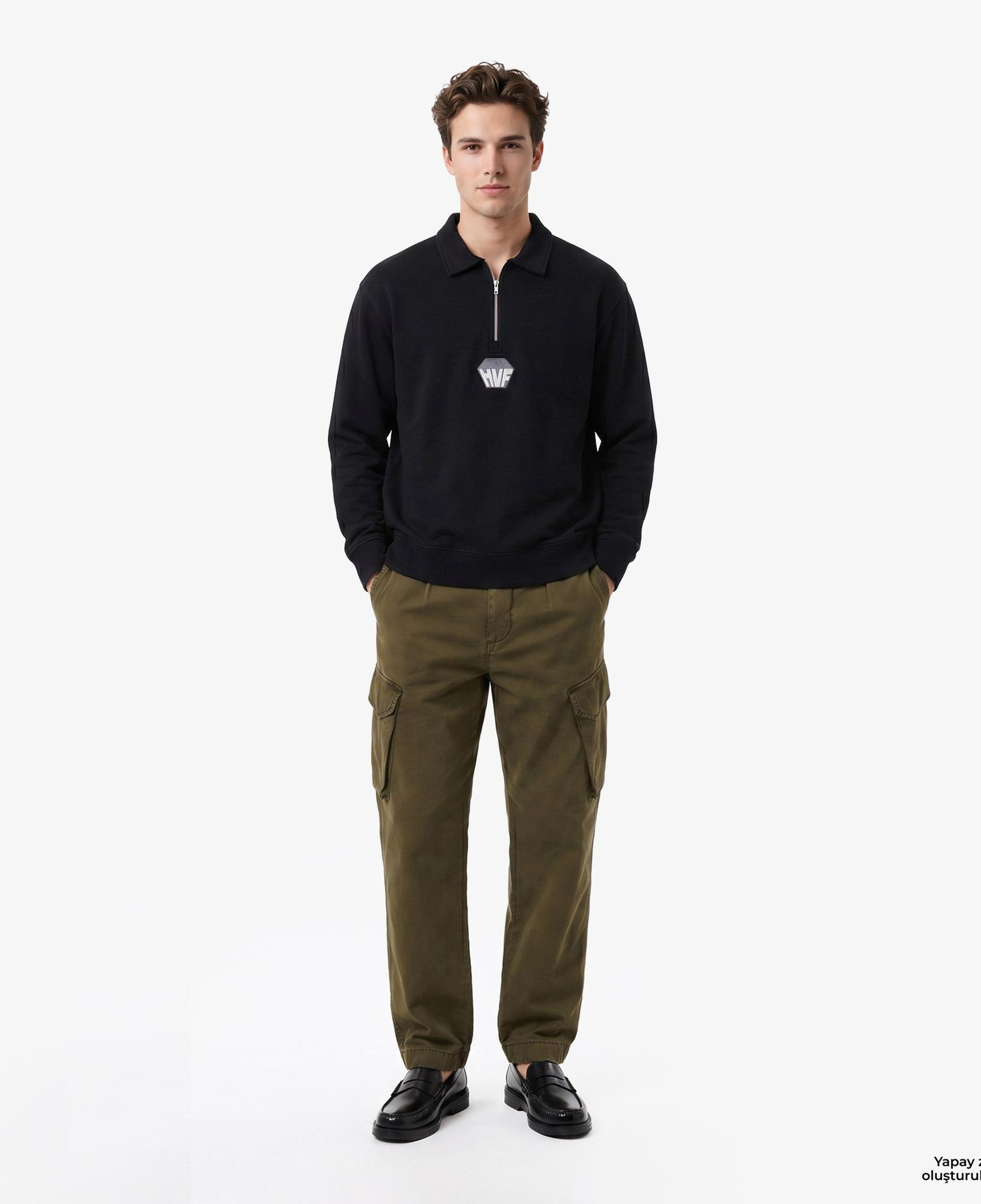 Huf Big Block 1/4 French Terry Zip Erkek Siyah Ceket