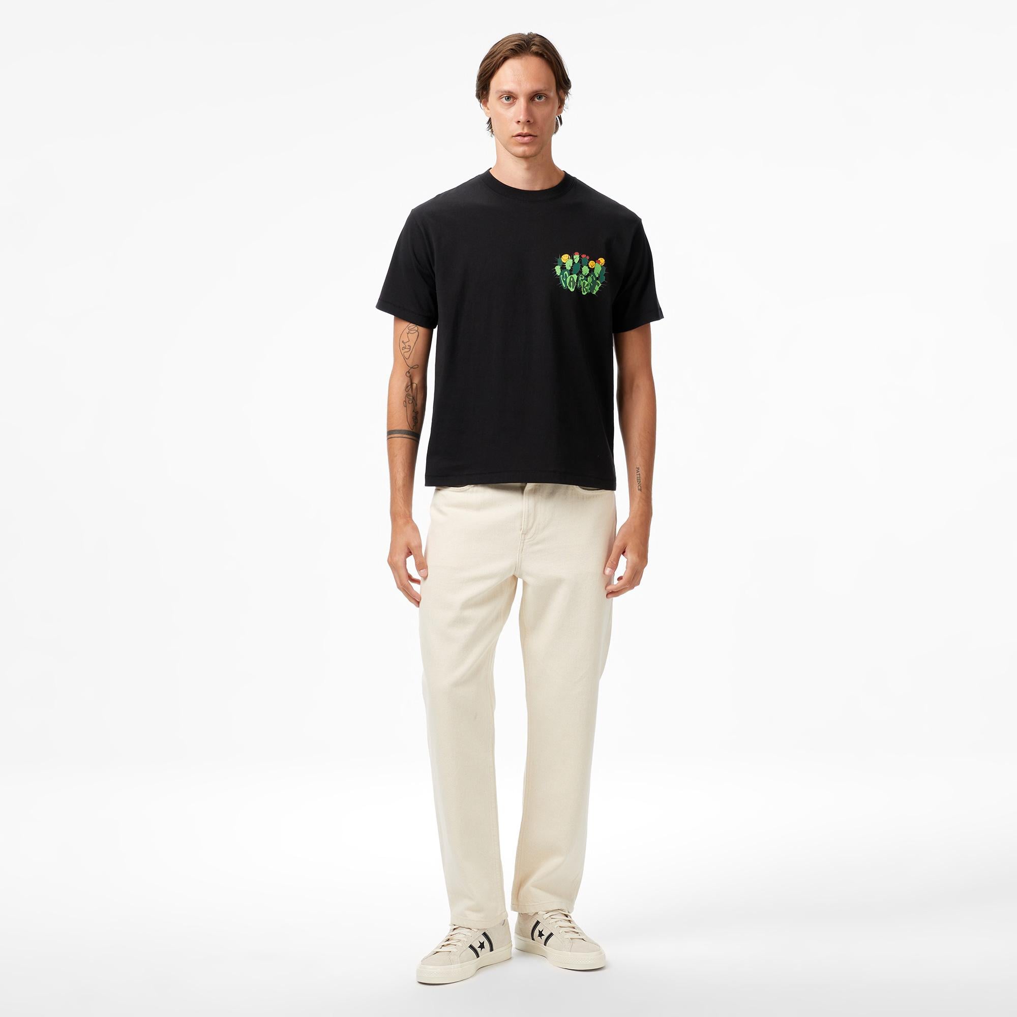 The Market 'Smiley Cactus Cropped' Erkek Siyah T-Shirt