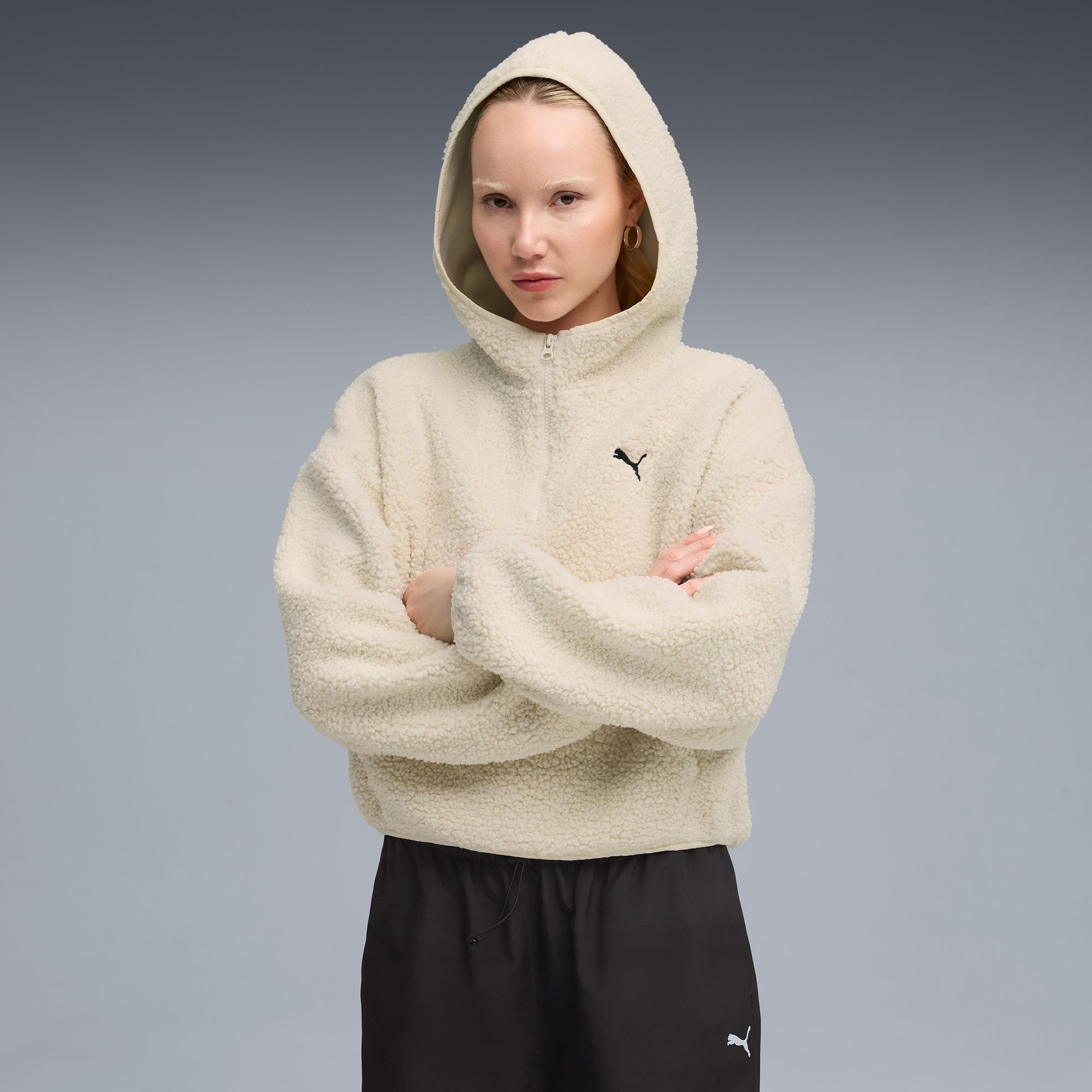 Puma T7 Allover Print Kadın Krem Sweatshirt