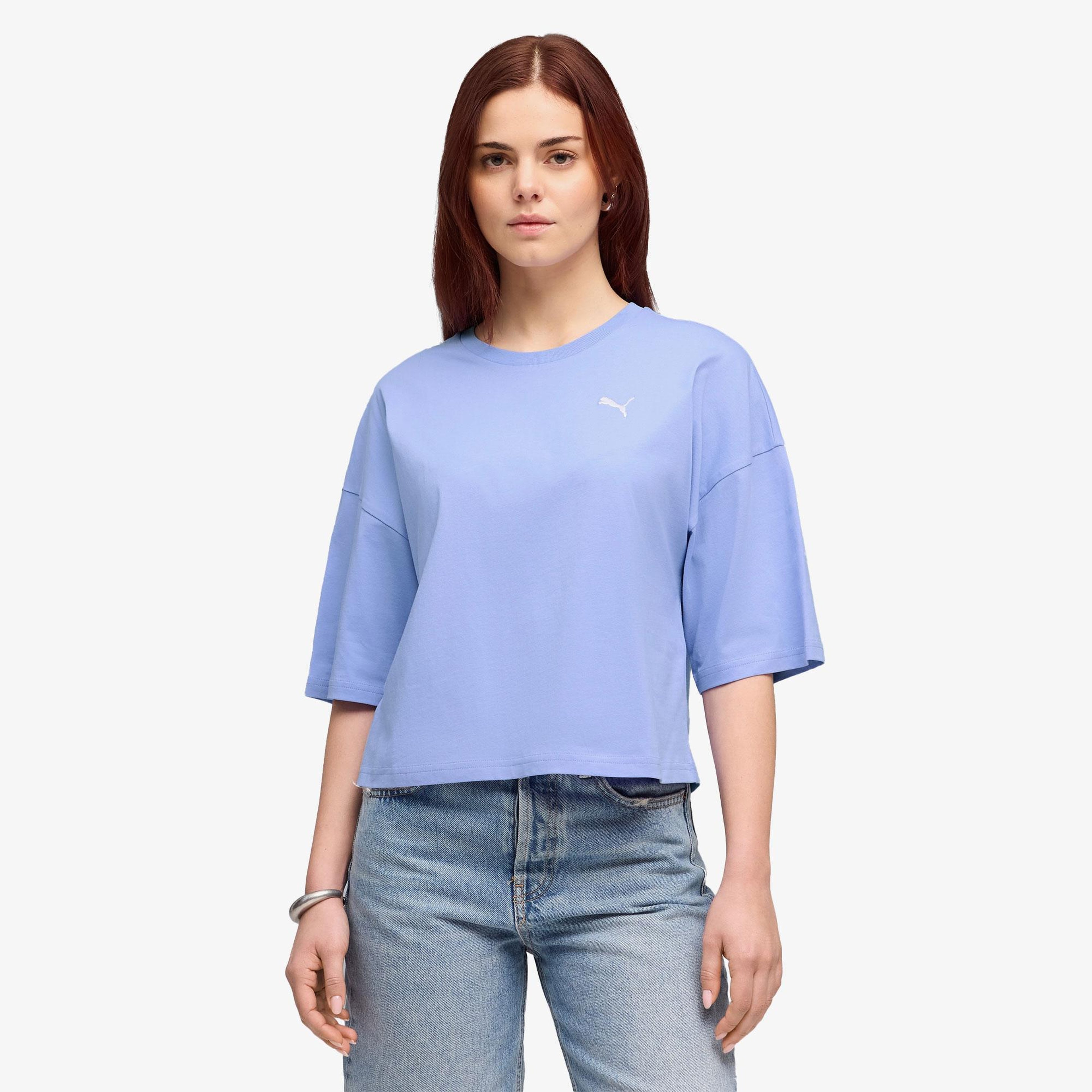 Puma Wardrobe Essentials Oversized  Kadın Mor T-Shirt