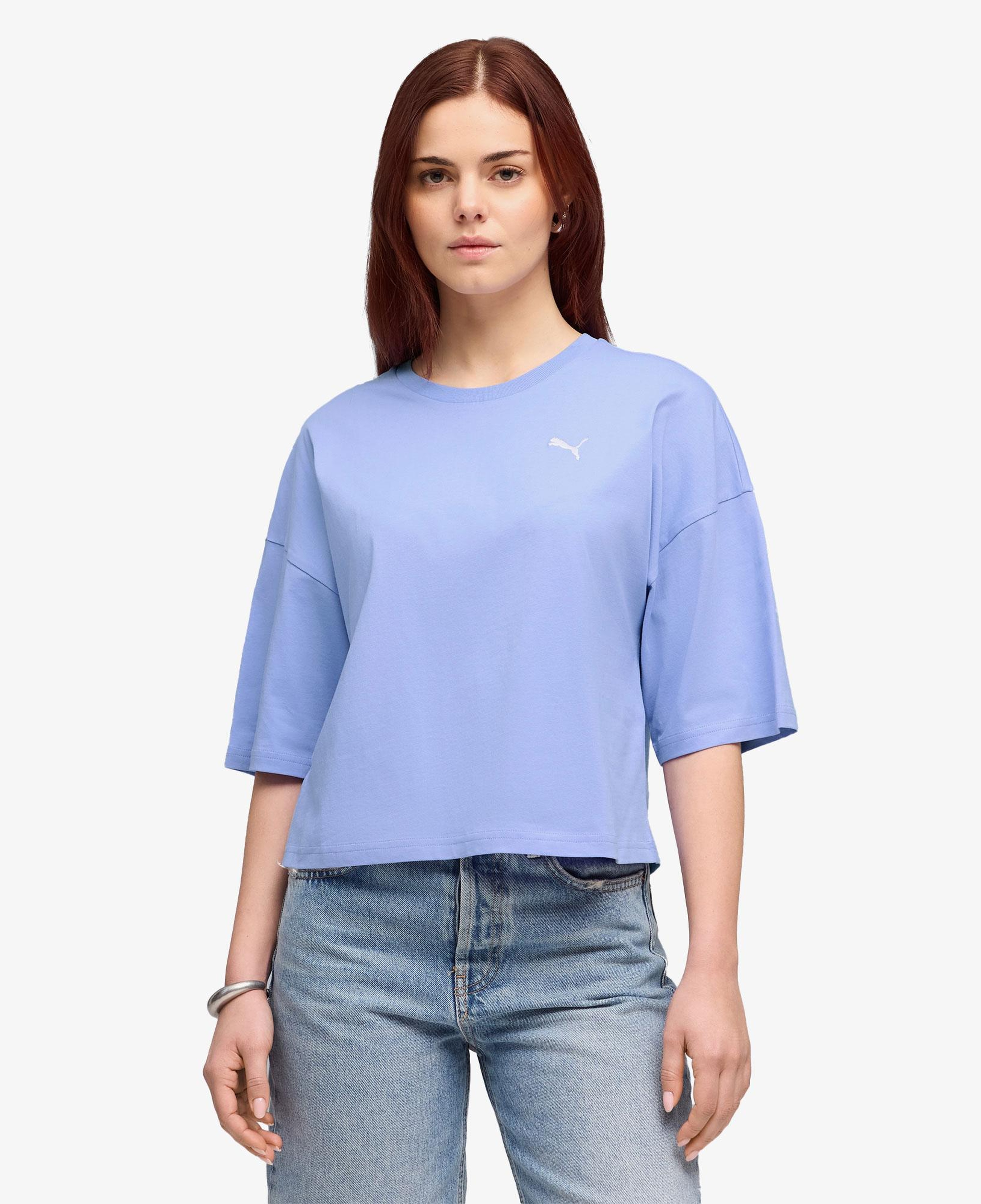 Puma Wardrobe Essentials Oversized Kadın Mor T-Shirt