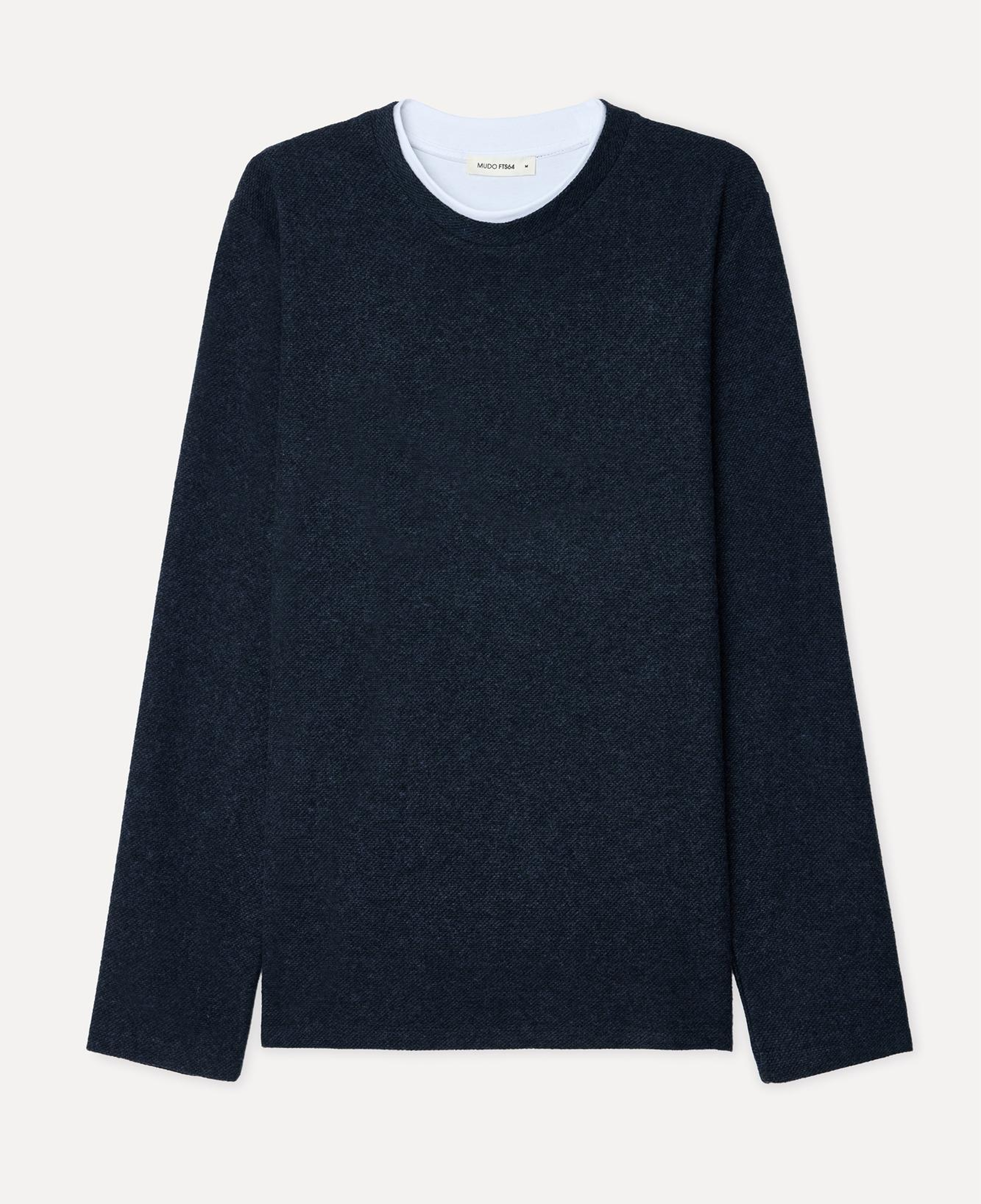 Erkek Lacivert Yaka Detaylı Bisiklet Yaka Sweatshirt