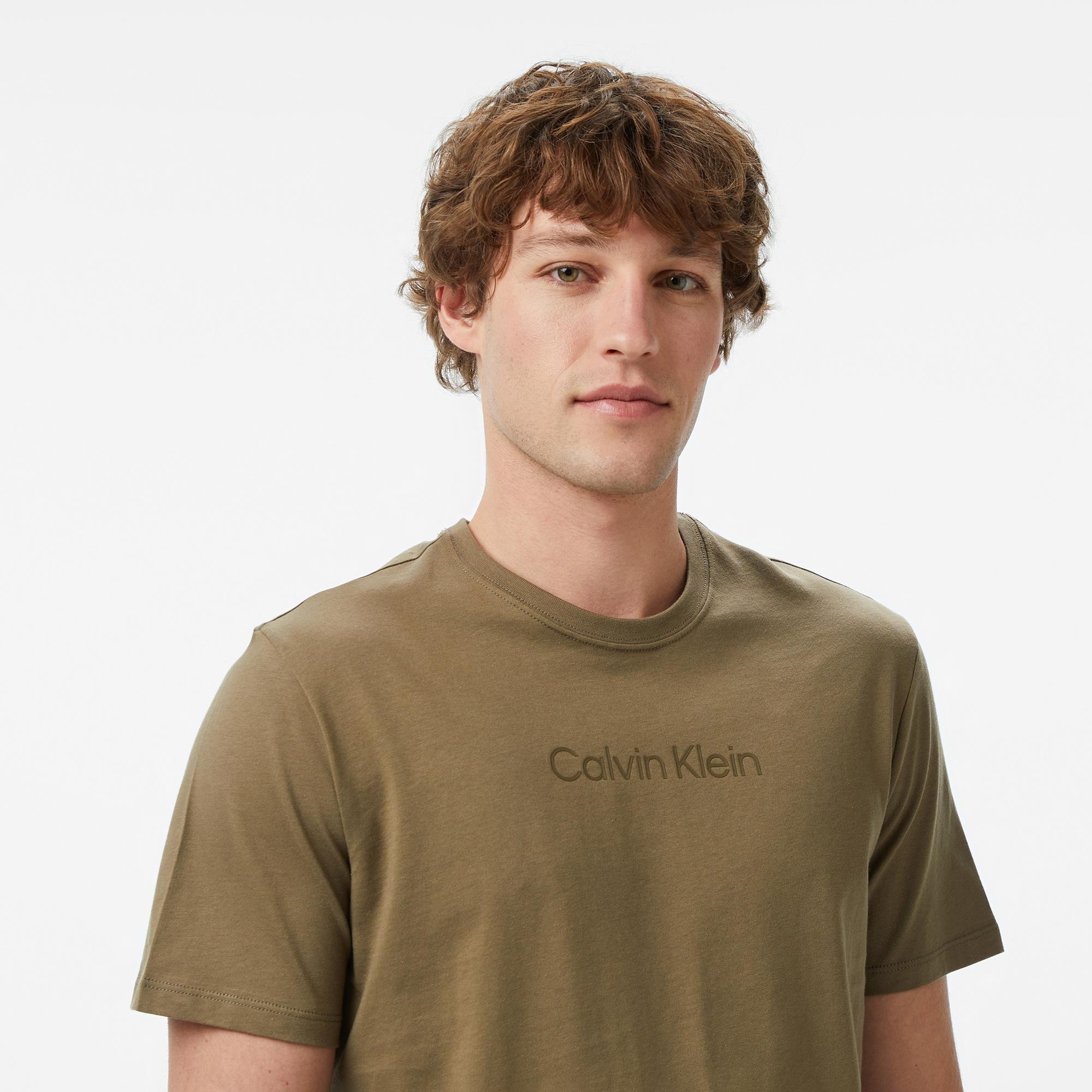 Calvin Klein Standard Logo 30S Crewnk Erkek Sarı T-Shirt