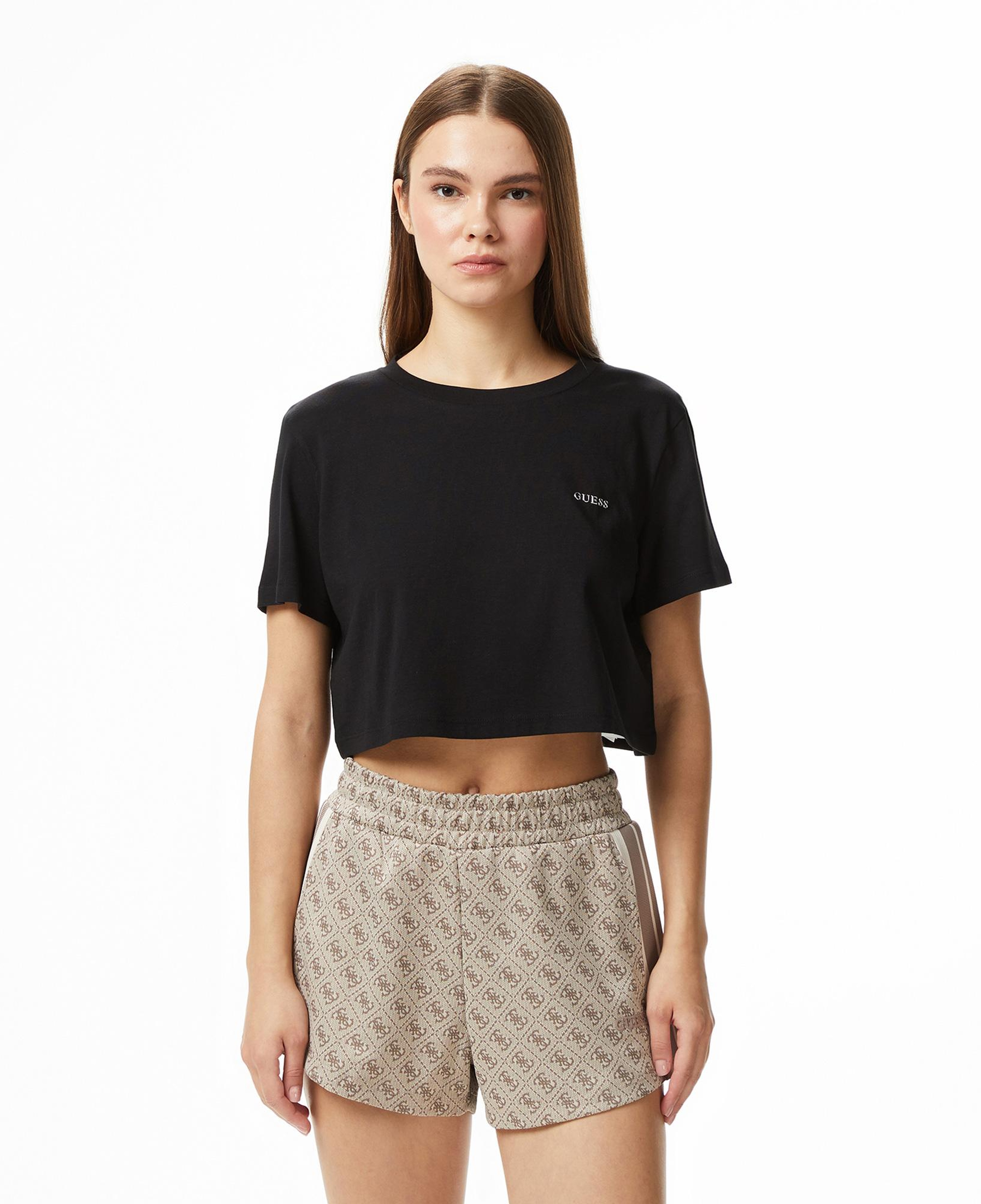 Guess Selene Aktif Boxy Fit Kadın Siyah T-Shirt