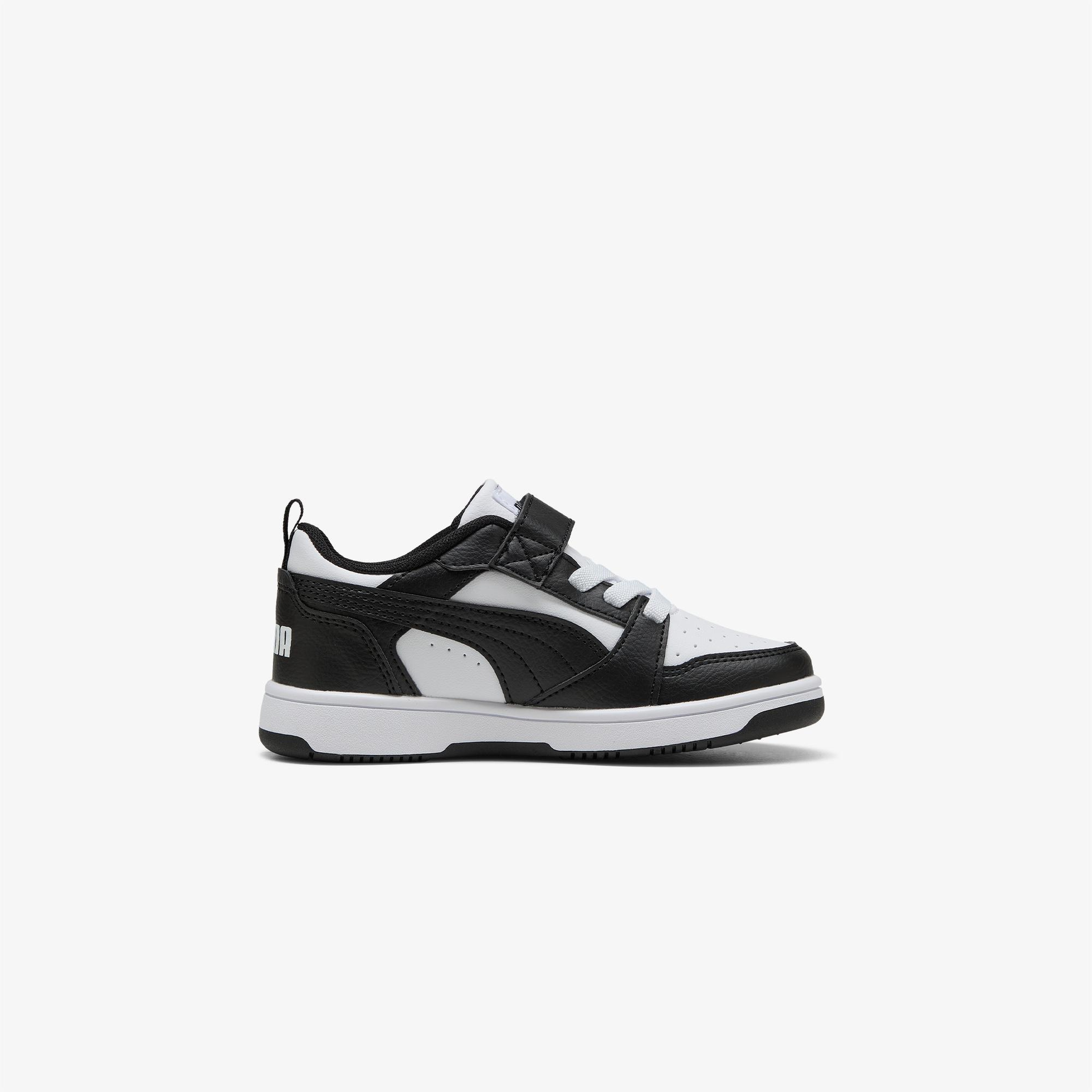 Puma Rebound V6 Low Çocuk Siyah Beyaz Spor Ayakkabı
