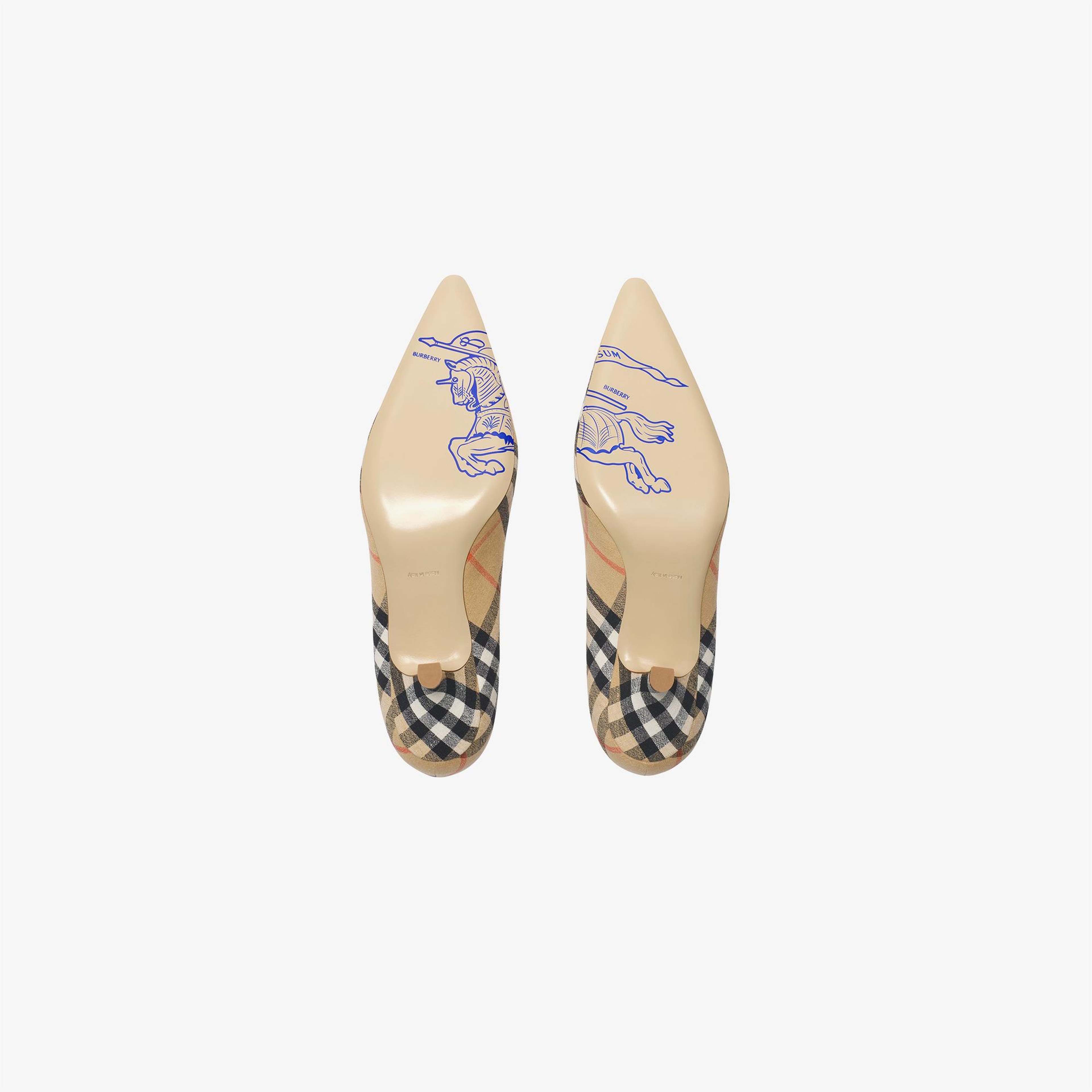Burberry Dame Pump Check Kadın Bej Keten Sneaker