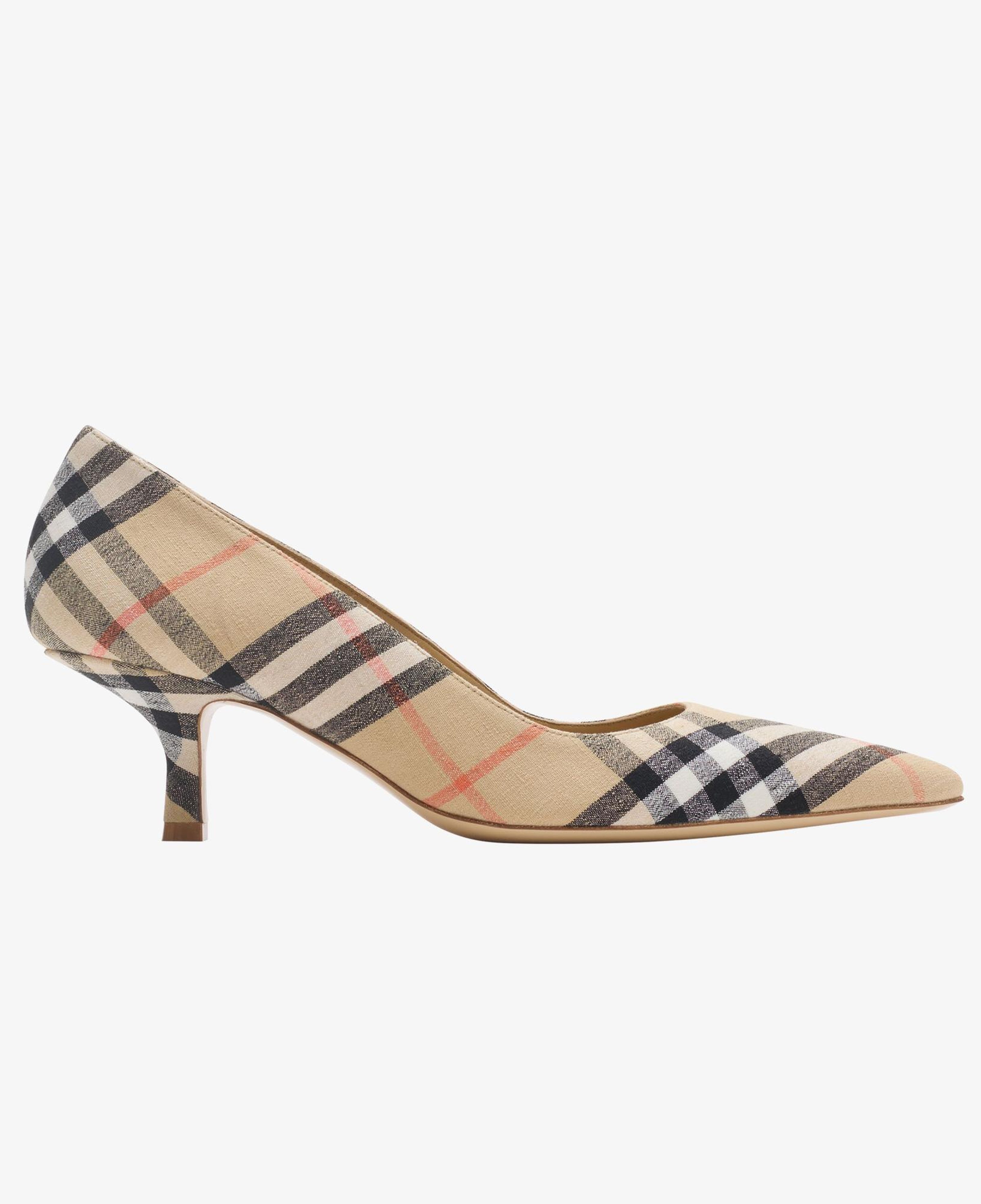 Burberry Dame Pump Check Kadın Bej Keten Sneaker