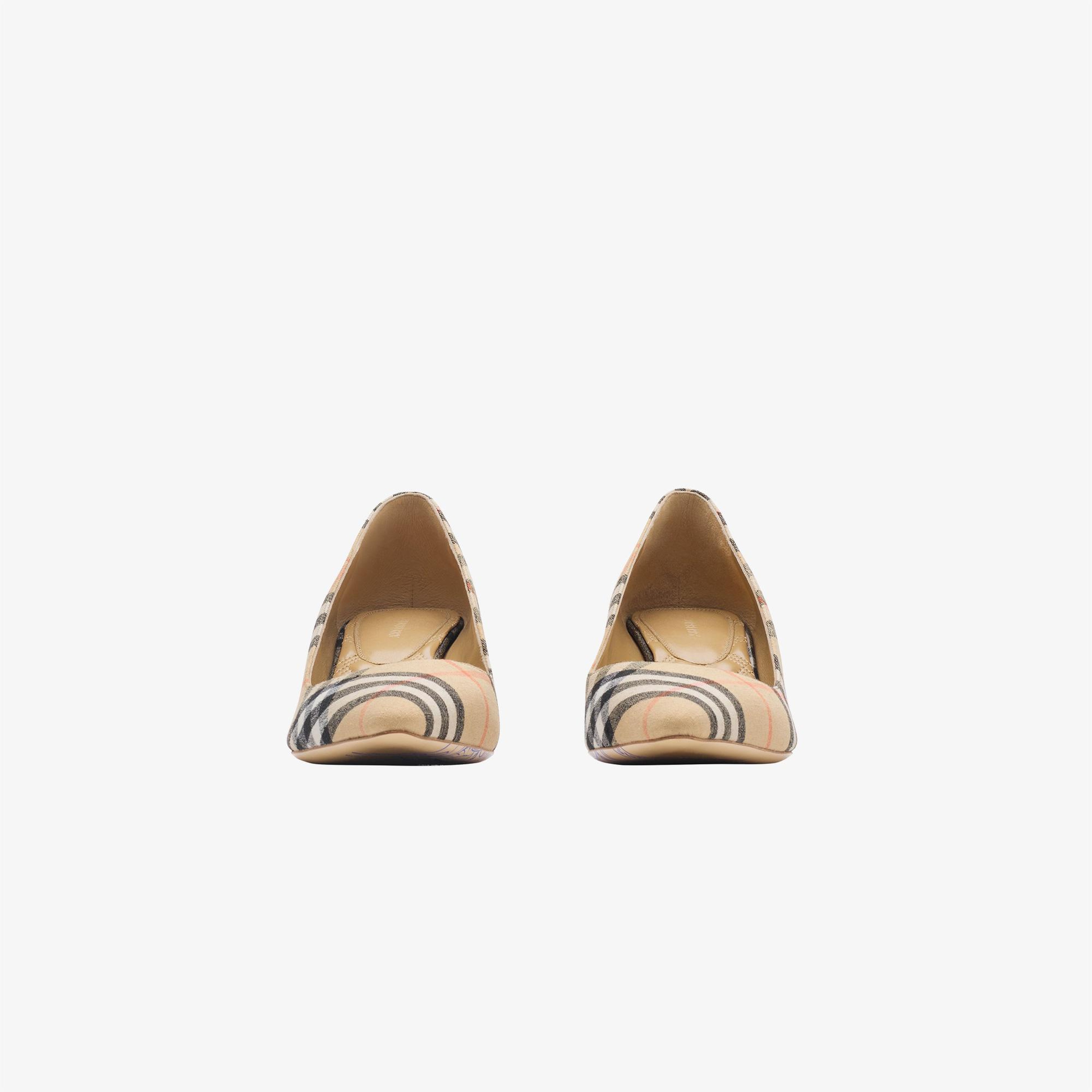 Burberry Dame Pump Check Kadın Bej Keten Sneaker