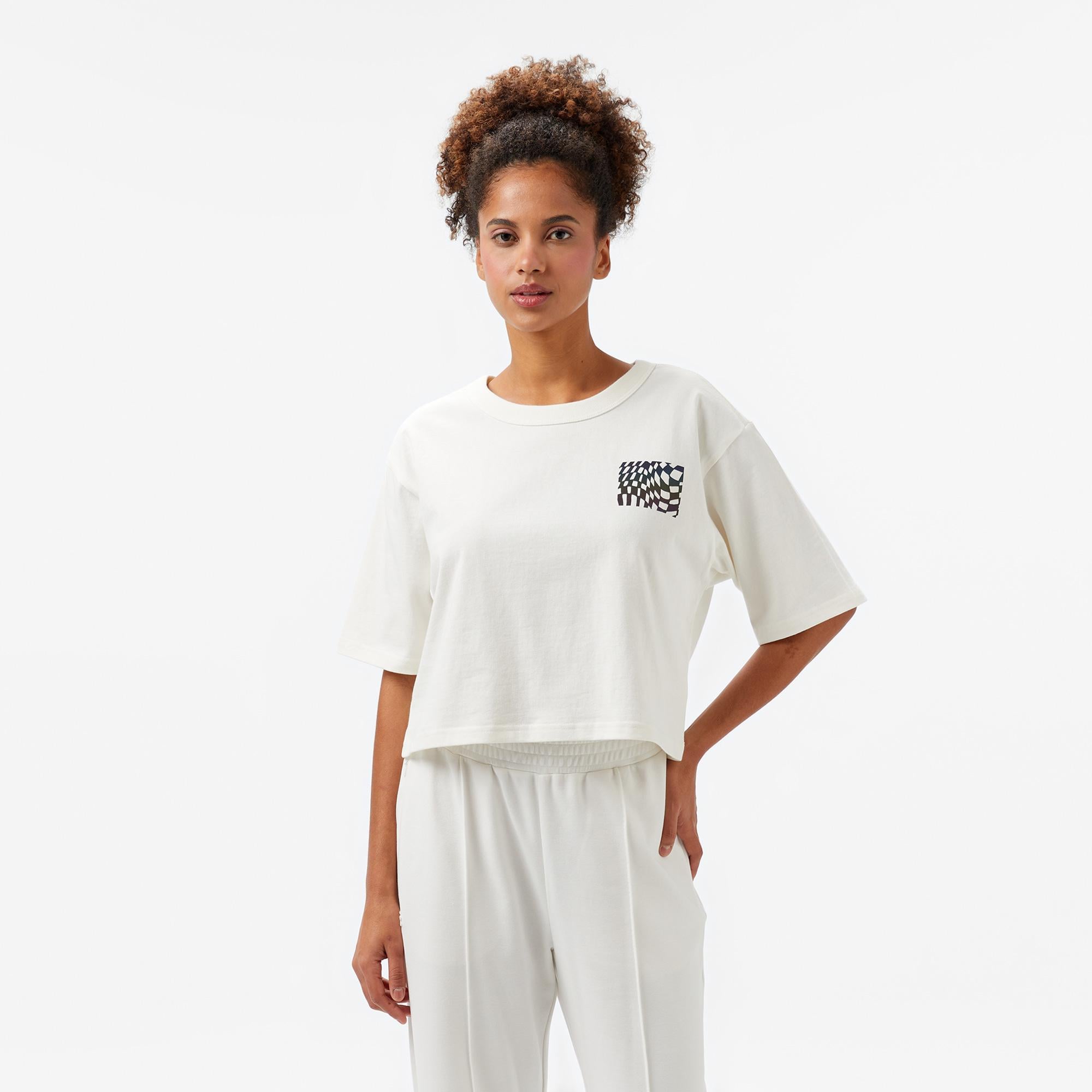Vans MTE Wildthorn Reflective Boxy Fit Kadın Krem Rengi T-Shirt