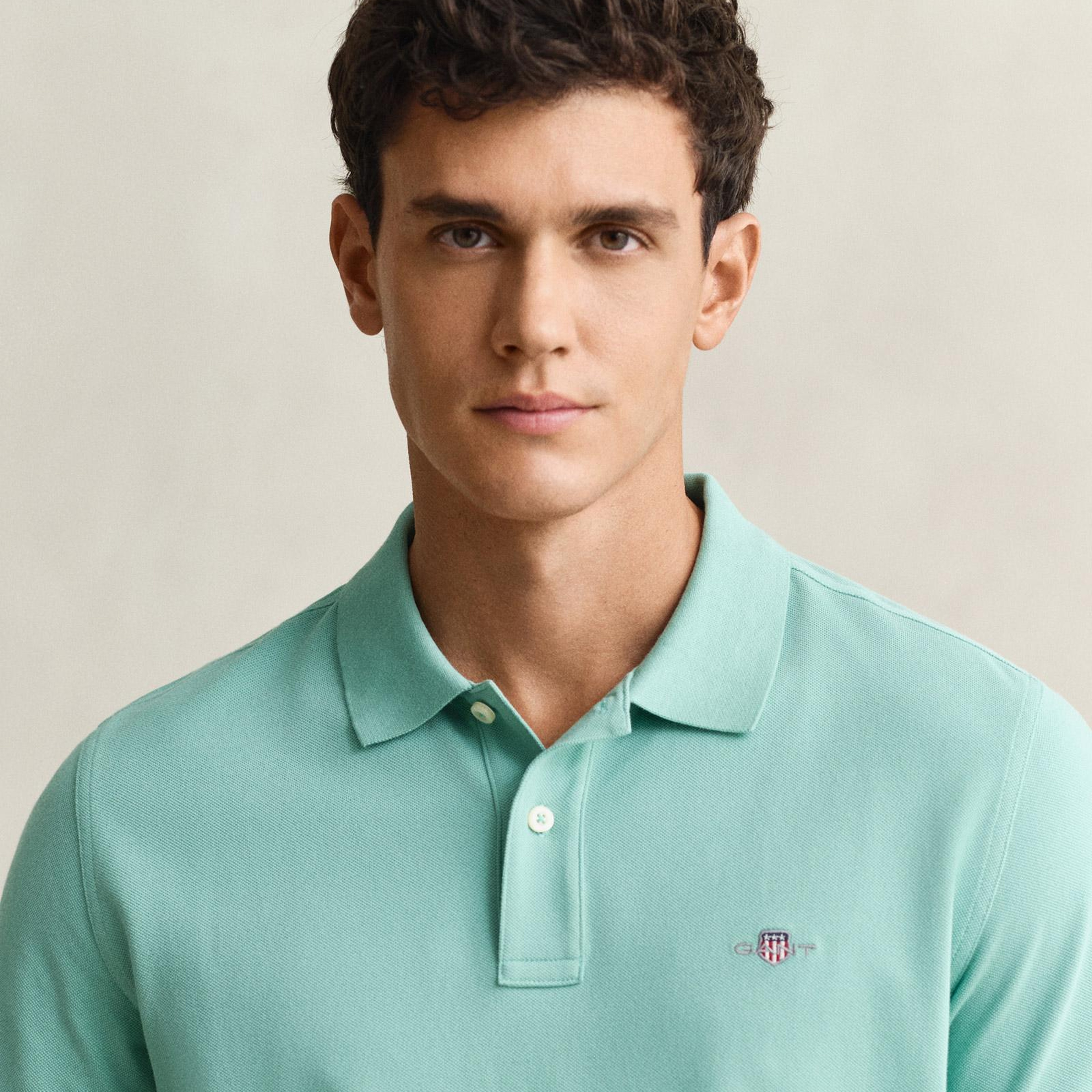 GANT Erkek Mavi Regular Fit Logolu Polo Yaka T-Shirt