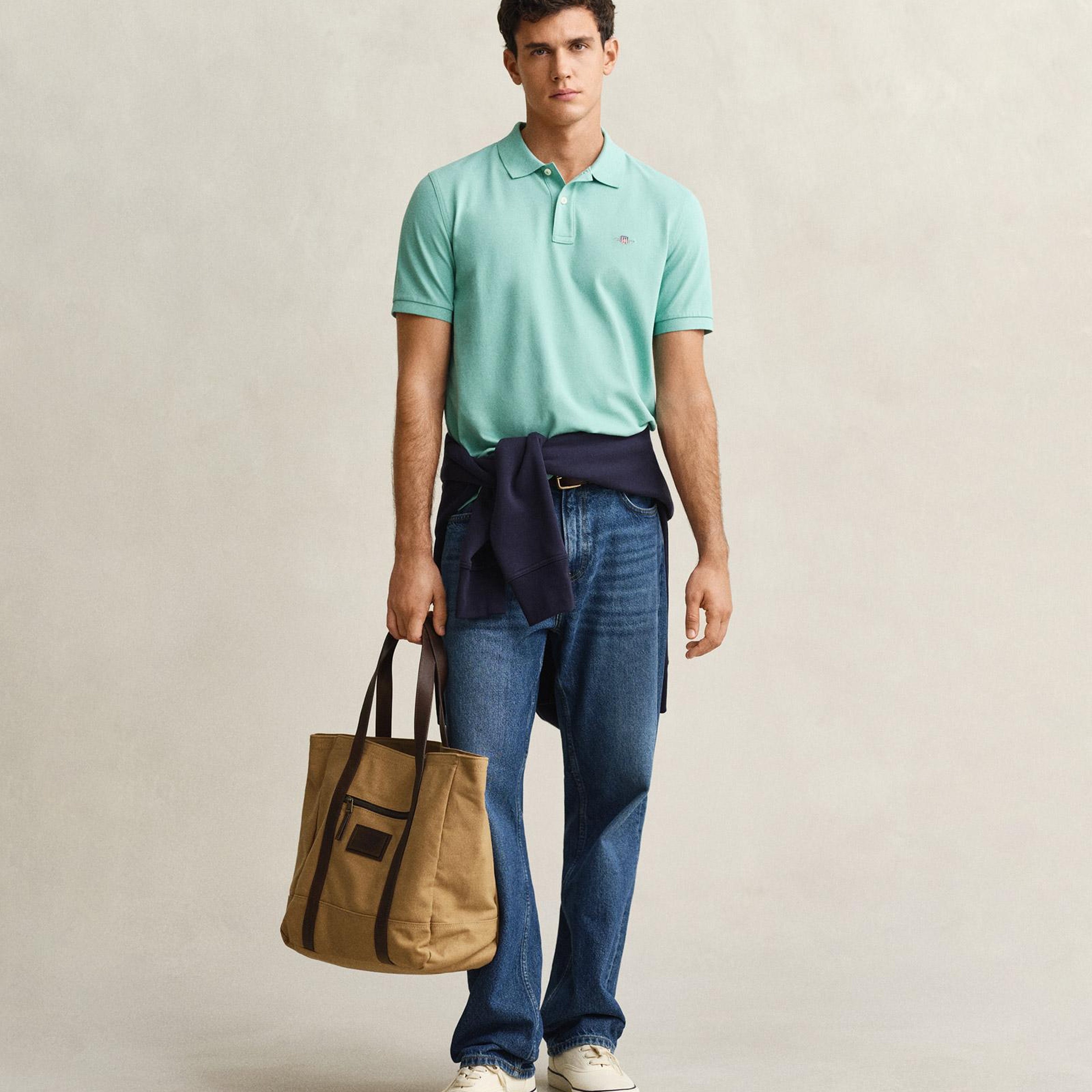 GANT Erkek Mavi Regular Fit Logolu Polo Yaka T-Shirt