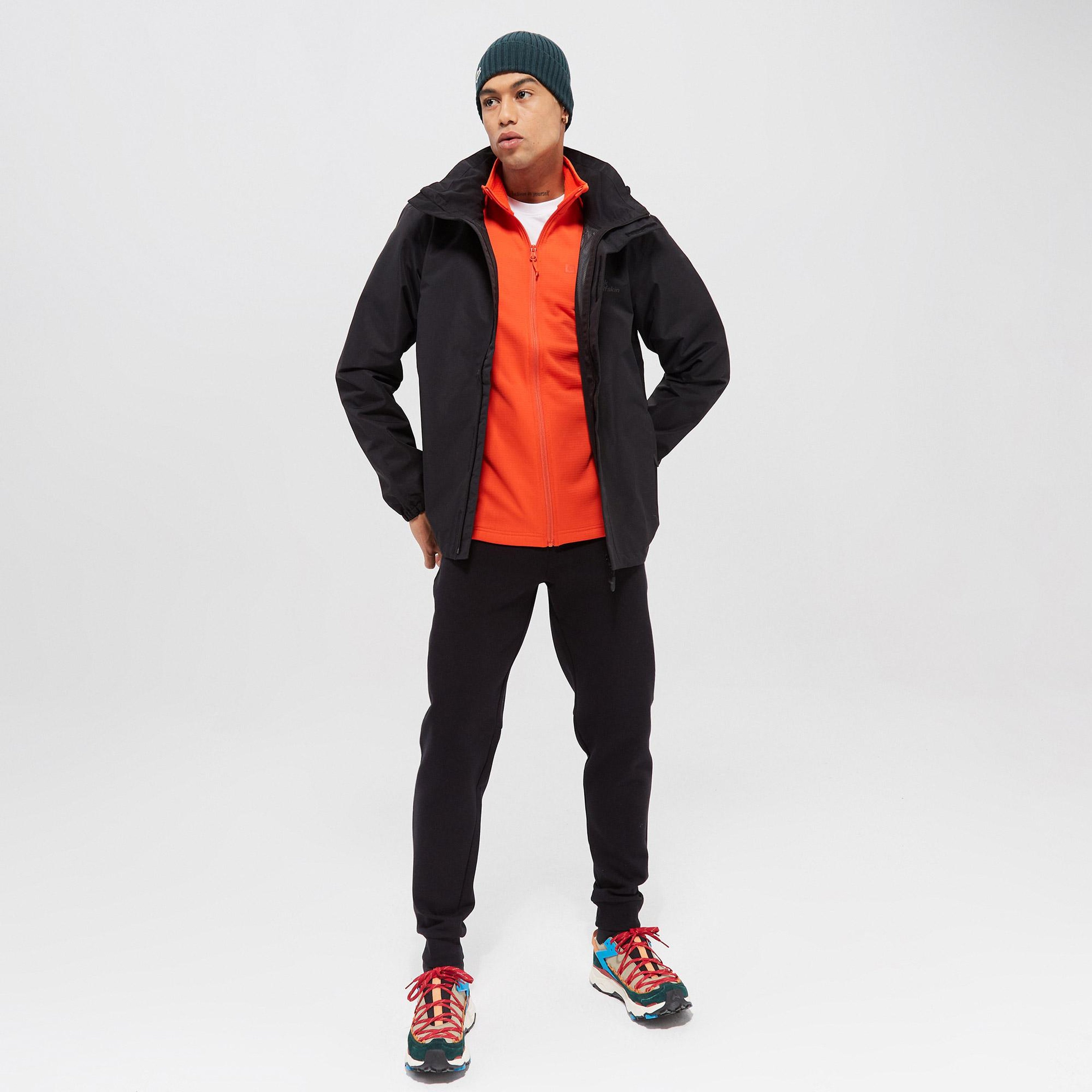 Jack Wolfskin Stormy Point 2L Erkek Siyah Su Geçirmez Mont