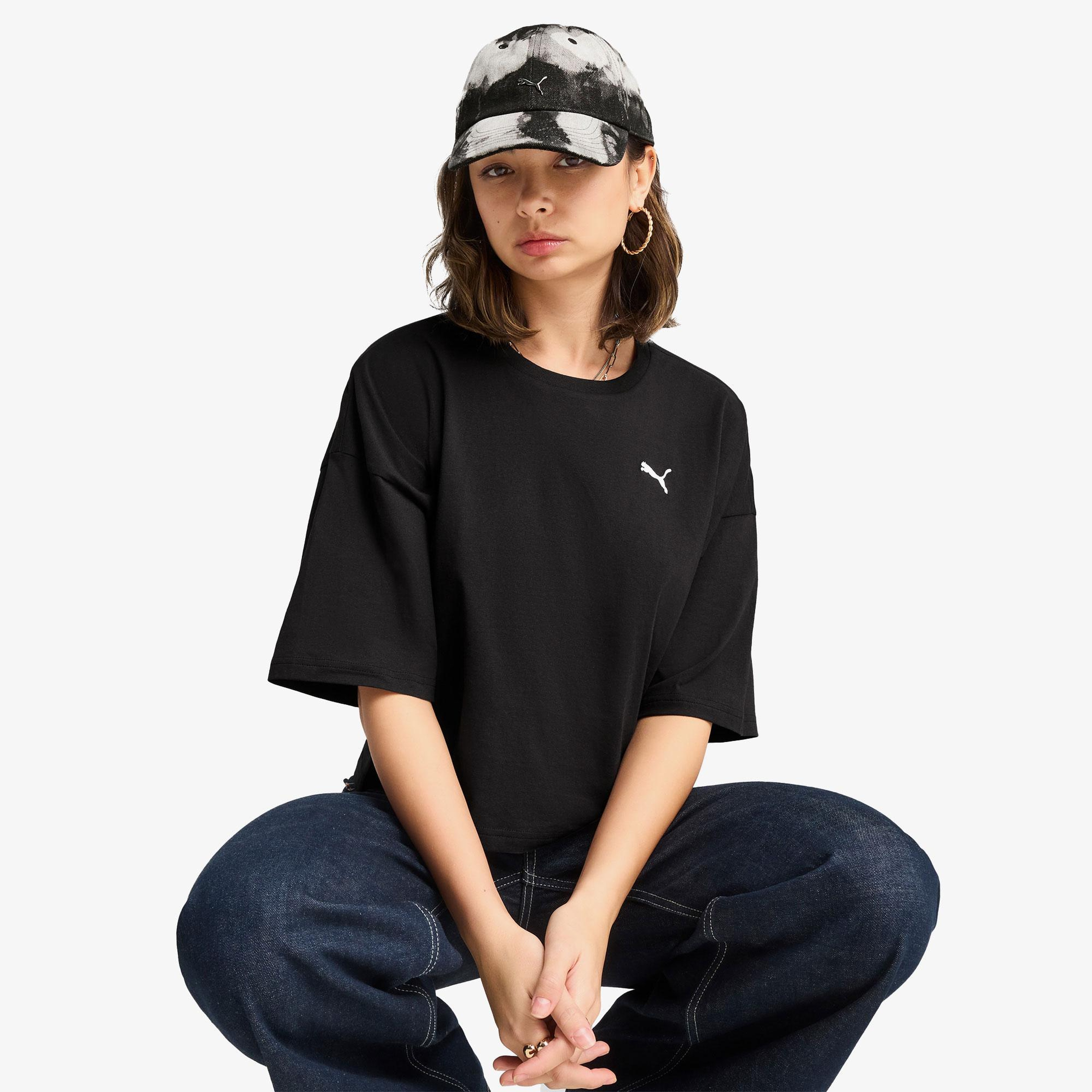 Puma Wardrobe Essentials Oversized Kadın Siyah T-Shirt