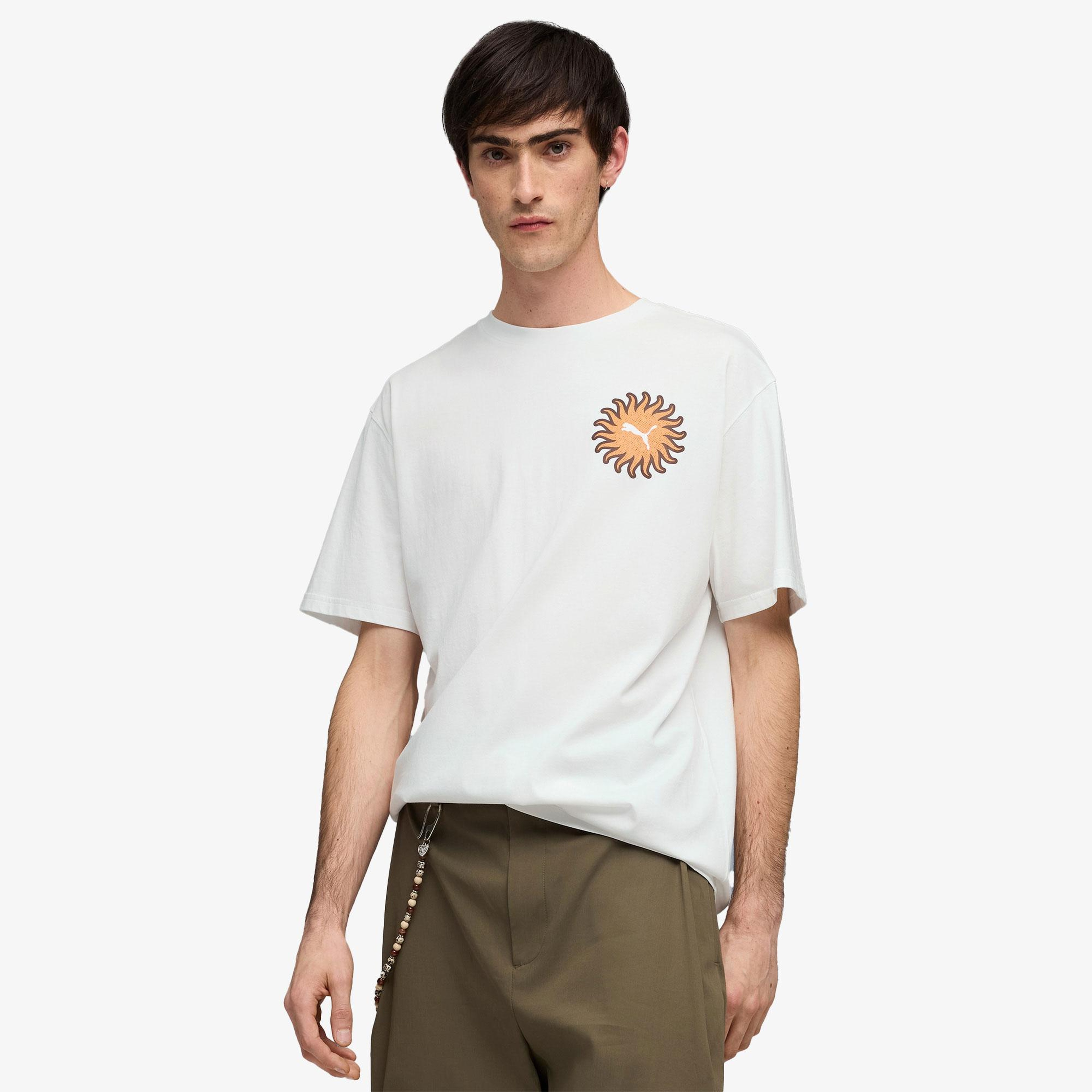 Puma Sunset Drive Relaxed  Erkek Beyaz T-Shirt