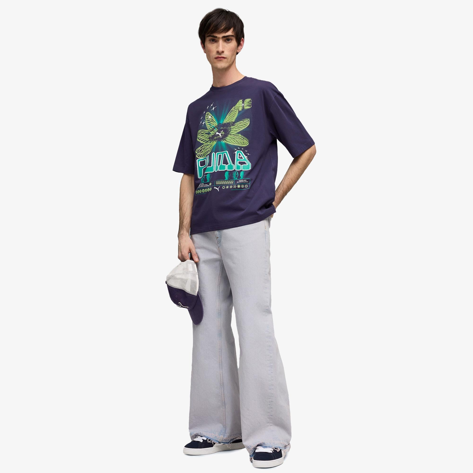 Puma Graphic  Erkek Mor T-Shirt